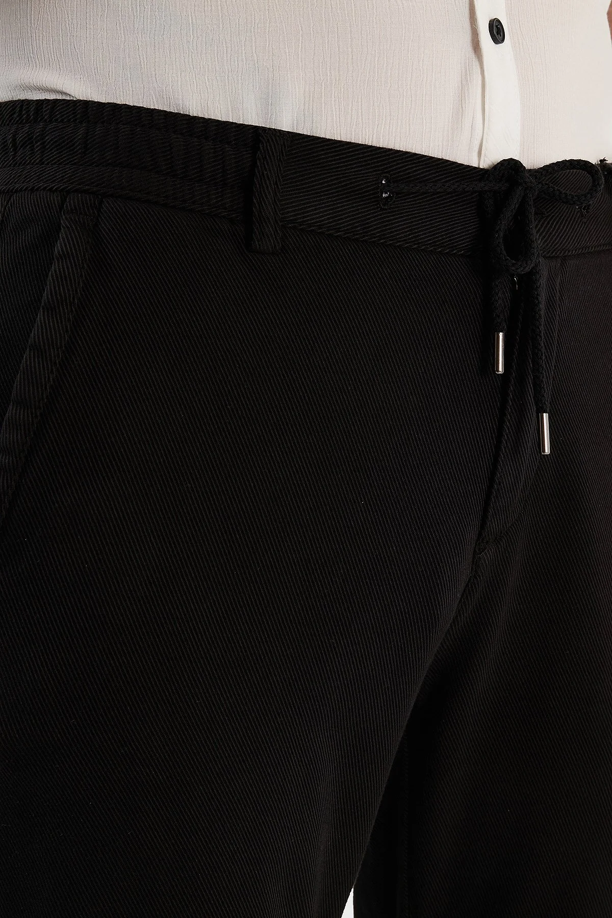 Exxe Pamuk Karışımlı Belden Bağlamalı Normal Bel Düz Paça Regular Fit Erkek Pantolon 630JORUNA SİYAH - 5