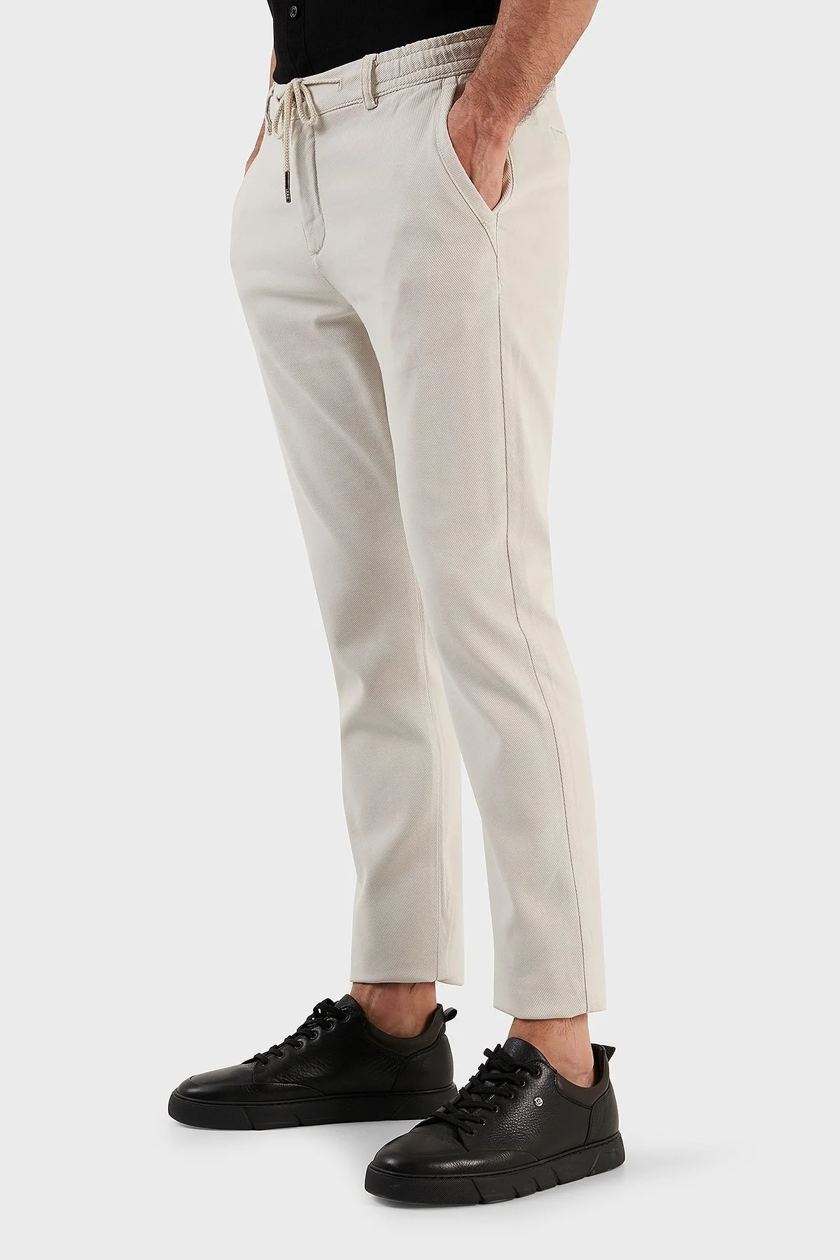 Exxe Pamuk Karışımlı Belden Bağlamalı Normal Bel Düz Paça Regular Fit Erkek Pantolon 630JORUNA TAŞ - 3