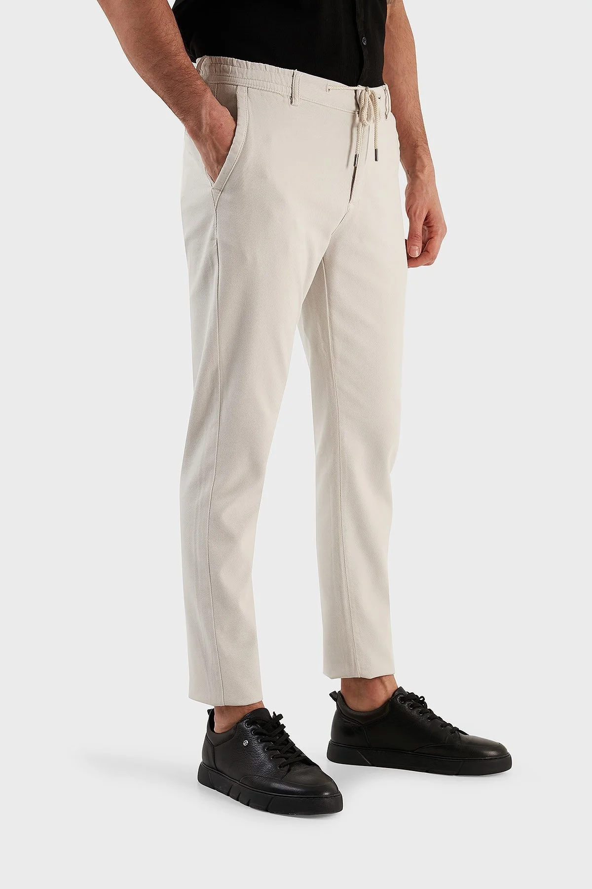 Exxe Pamuk Karışımlı Belden Bağlamalı Normal Bel Düz Paça Regular Fit Erkek Pantolon 630JORUNA TAŞ - 4