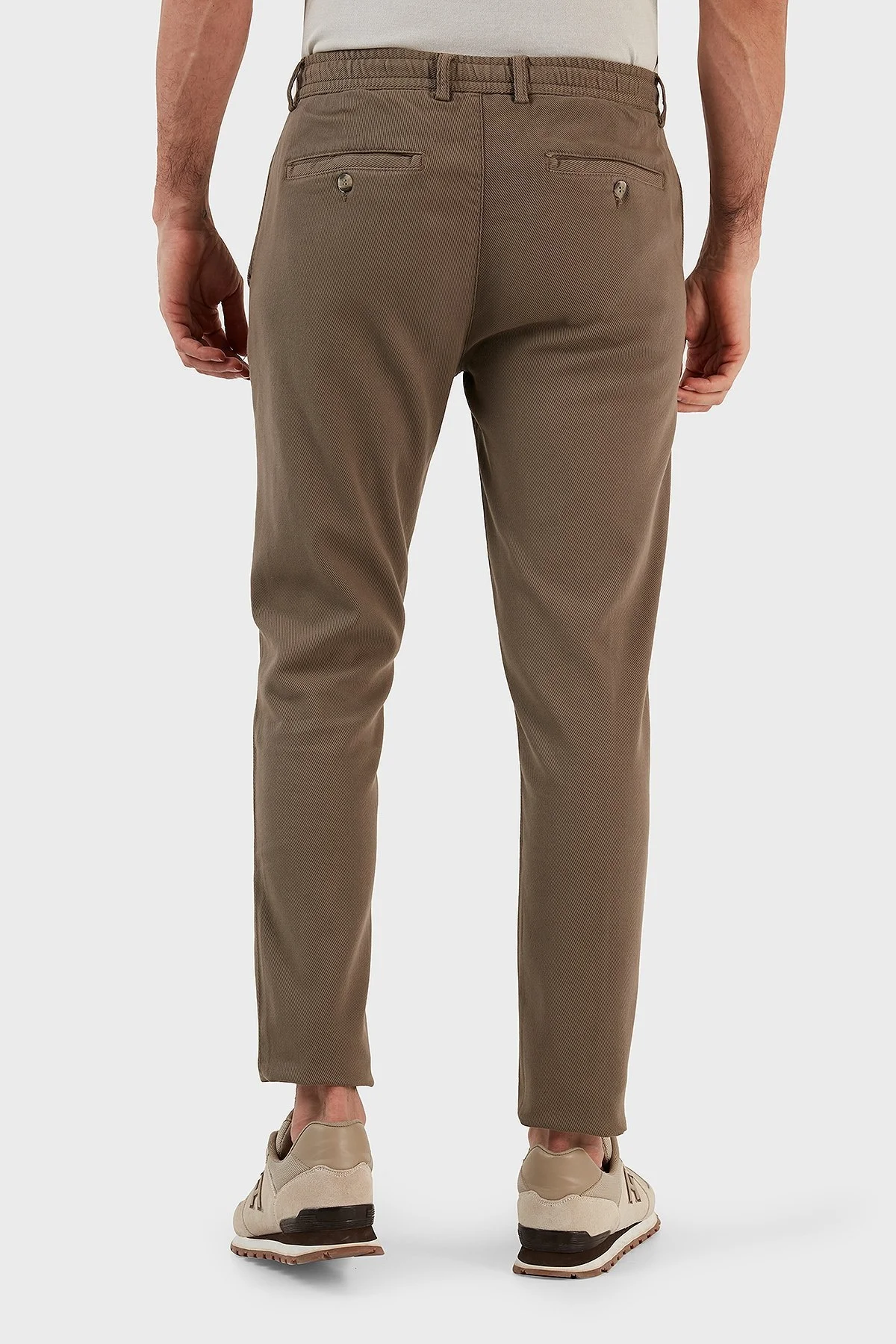 Exxe Pamuk Karışımlı Belden Bağlamalı Normal Bel Düz Paça Regular Fit Erkek Pantolon 630JORUNA VİZON - 5