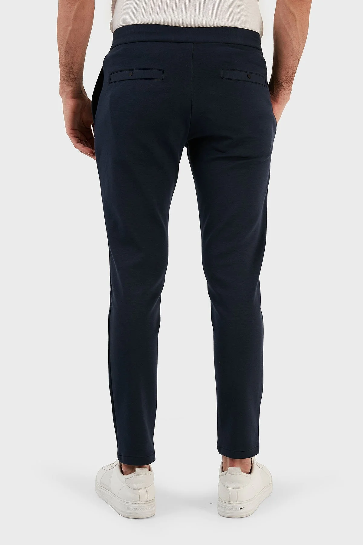 Exxe Pamuk Karışımlı Belden Bağlamalı Normal Bel Düz Paça Slim Fit Erkek Pantolon 630GBT52A LACİVERT - 5