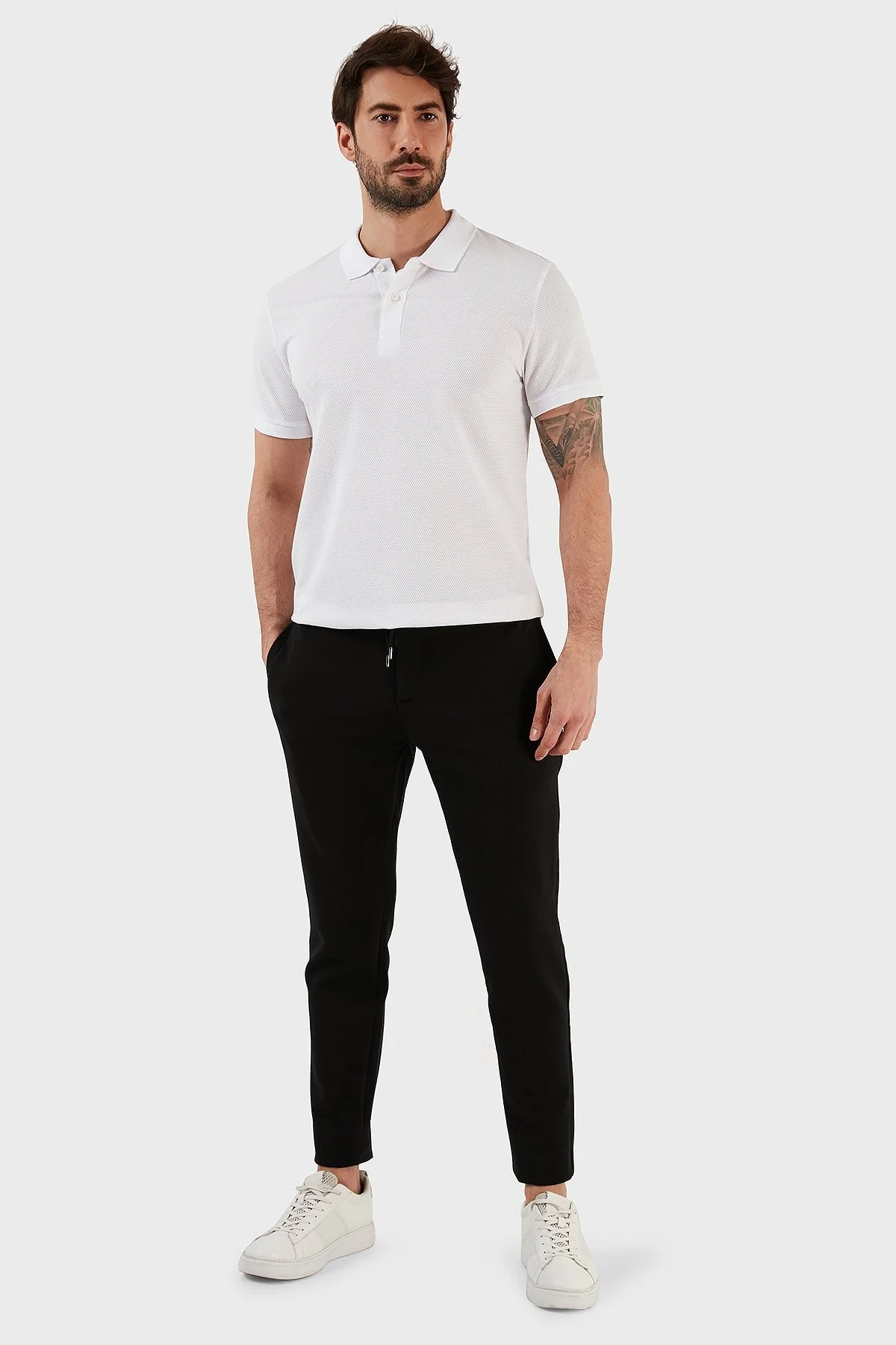 Exxe Pamuk Karışımlı Belden Bağlamalı Normal Bel Düz Paça Slim Fit Erkek Pantolon 630GBT52A SİYAH - 5