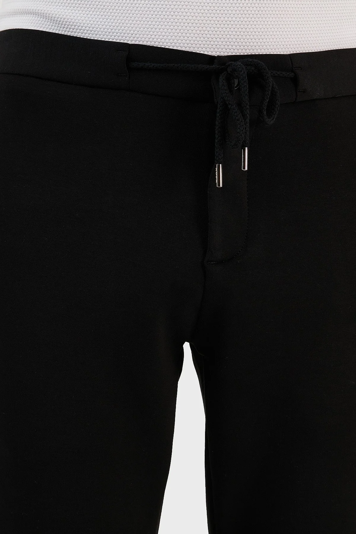 Exxe Pamuk Karışımlı Belden Bağlamalı Normal Bel Düz Paça Slim Fit Erkek Pantolon 630GBT52A SİYAH - 8