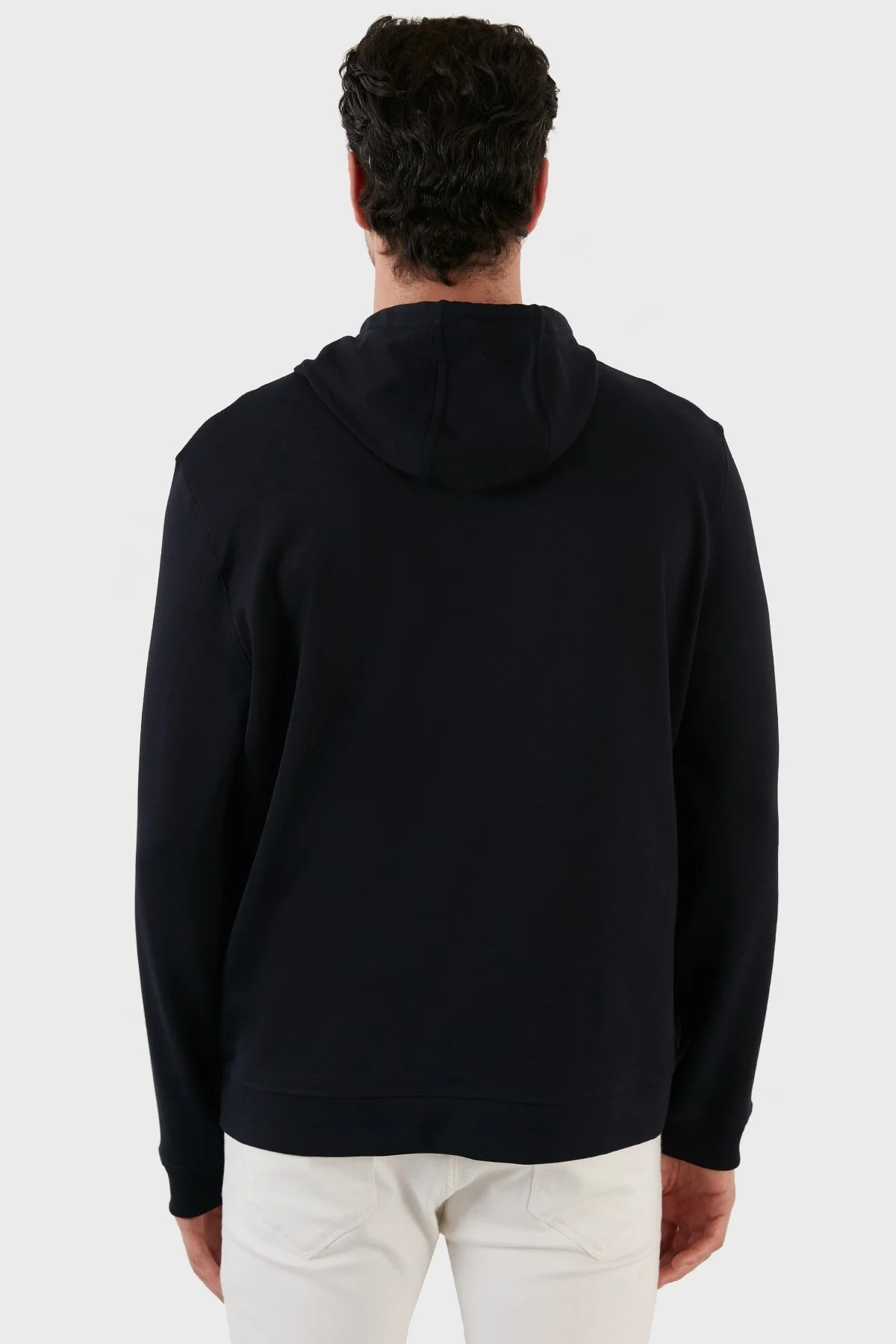 Exxe Pamuklu Baskılı Kanguru Cepli Kapüşonlu Erkek Sweat 6141003 LACİVERT - 5