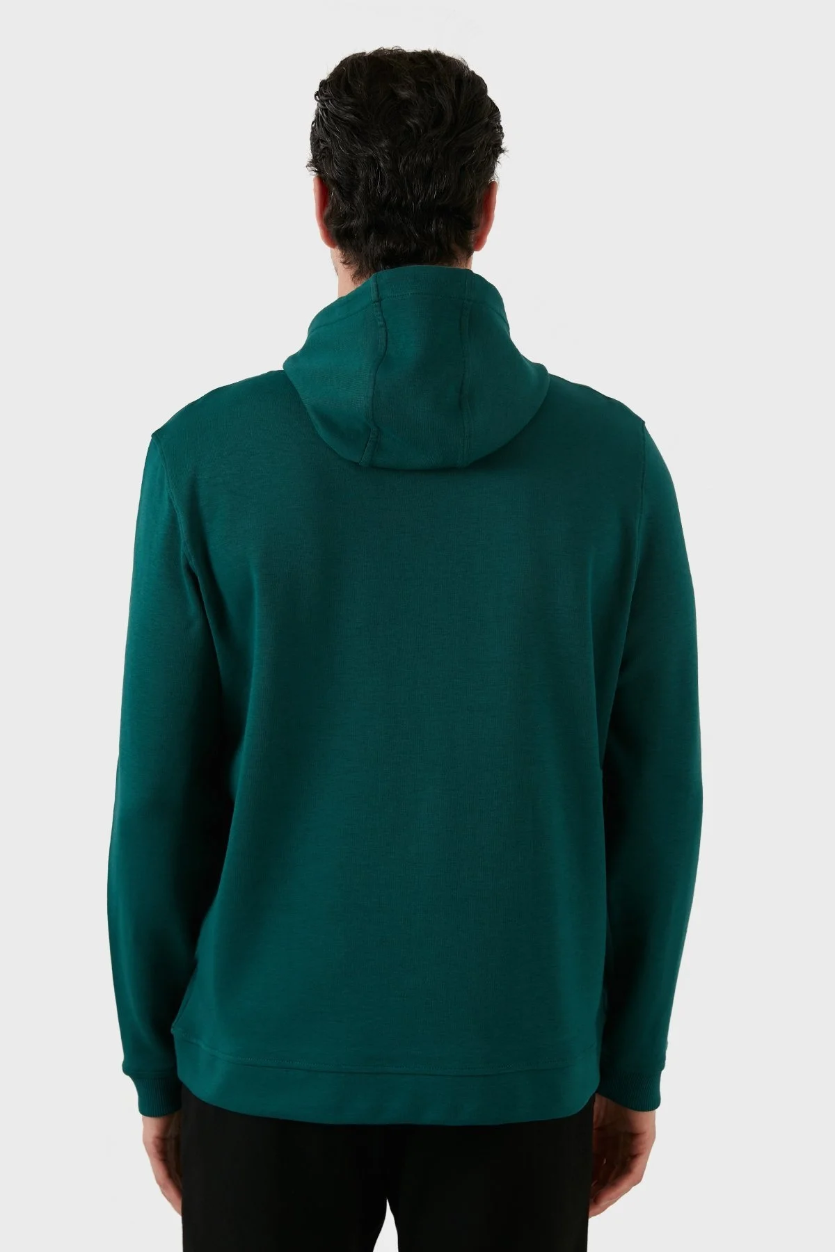 Exxe Pamuklu Baskılı Kanguru Cepli Kapüşonlu Erkek Sweat 6141004 PETROL - 5