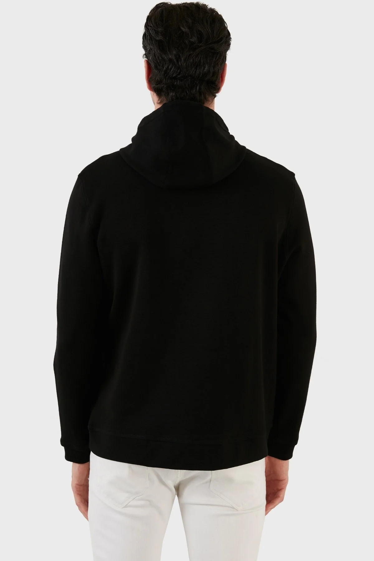 Exxe Pamuklu Baskılı Kanguru Cepli Kapüşonlu Erkek Sweat 6141004 SİYAH - 5