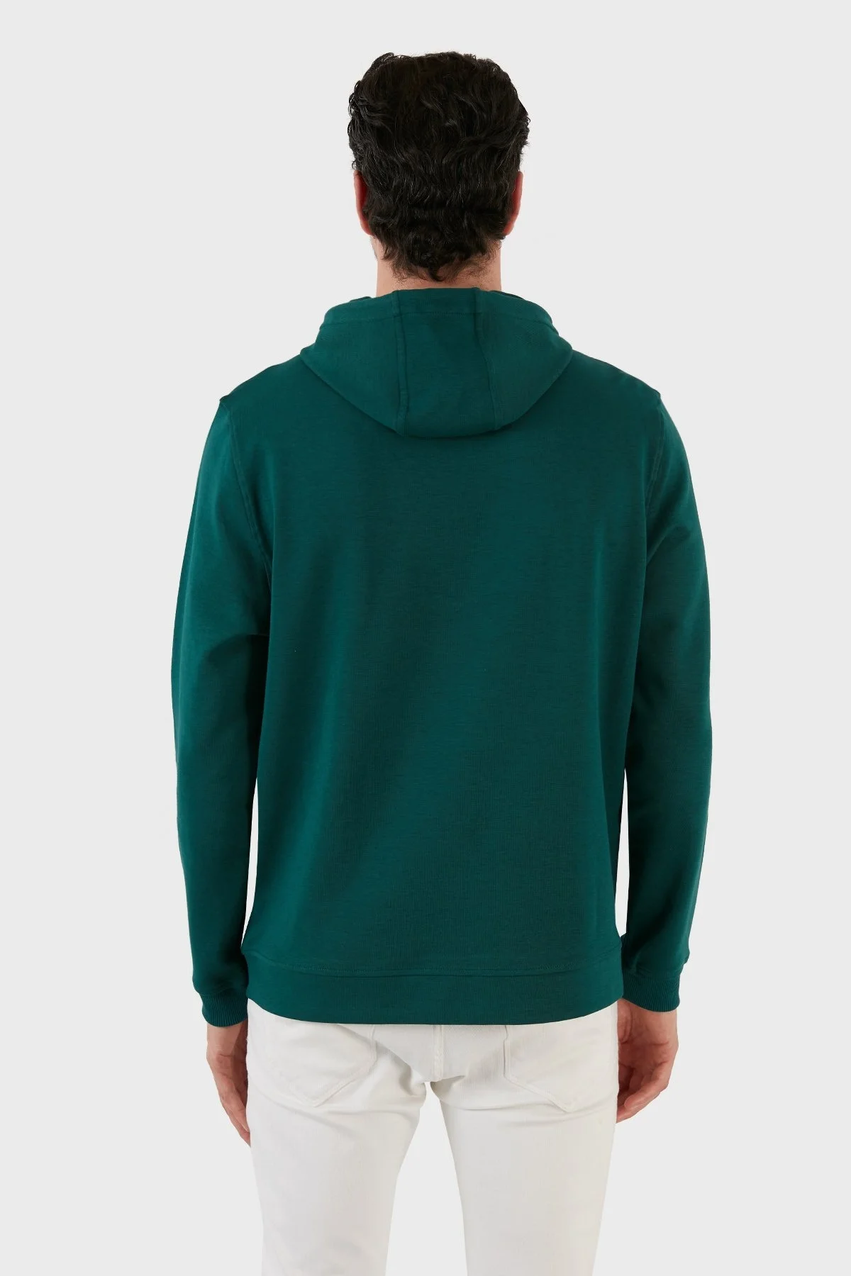 Exxe Pamuklu Baskılı Kanguru Cepli Kapüşonlu Erkek Sweat 6141005 PETROL - 5