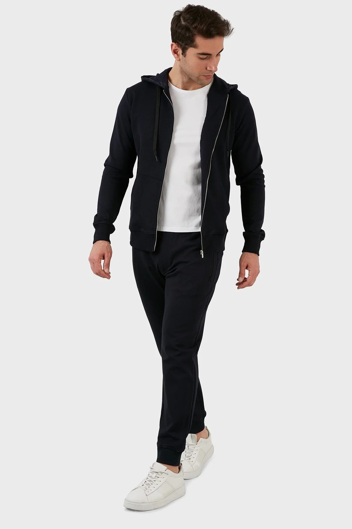 Exxe Pamuklu Cepli Fermuarlı Kapüşonlu Erkek Sweat 6141001 LACİVERT - 4