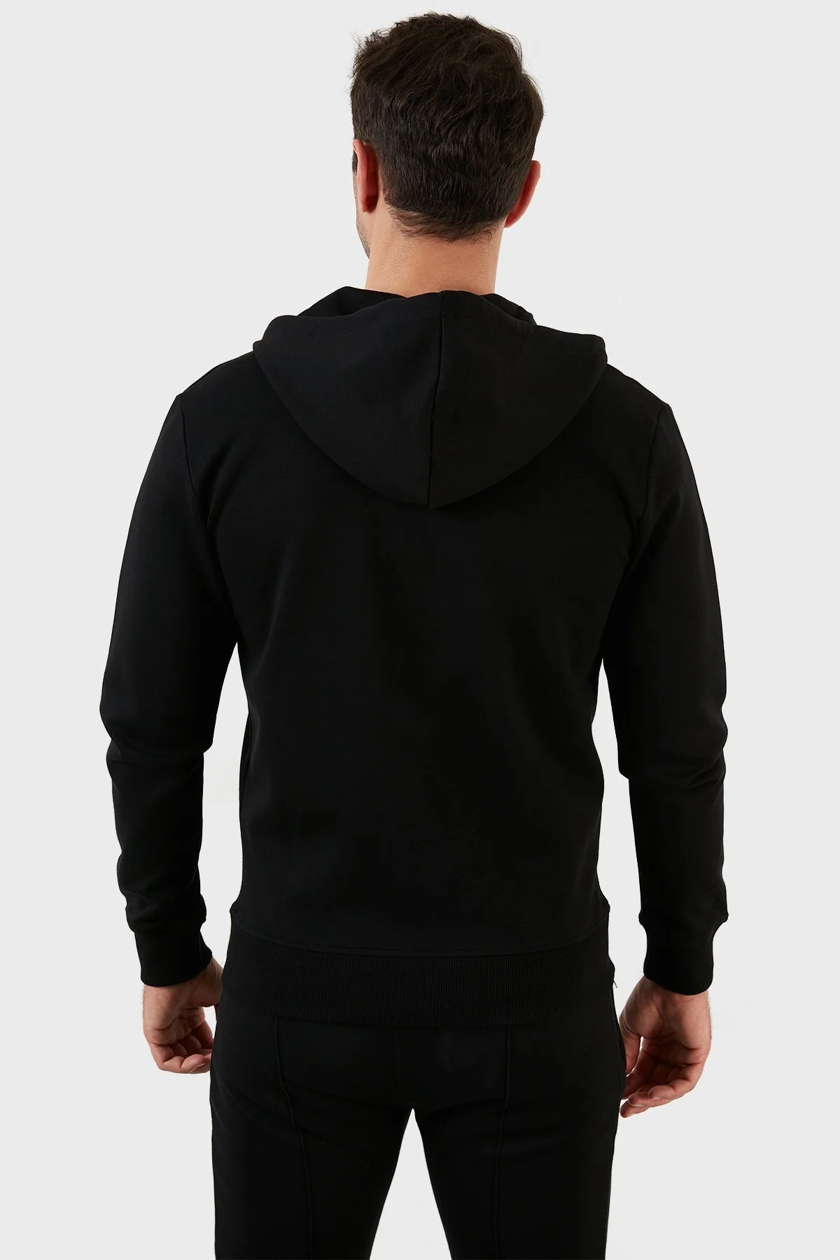 Exxe Pamuklu Cepli Fermuarlı Kapüşonlu Erkek Sweat 6141001 SİYAH - 6