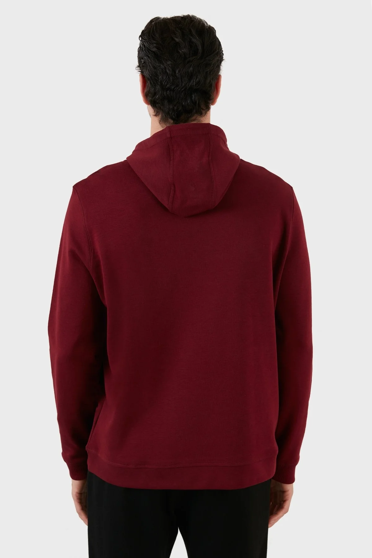Exxe Pamuklu Kanguru Cepli Kapüşonlu Erkek Sweat 6141006 BORDO - 4