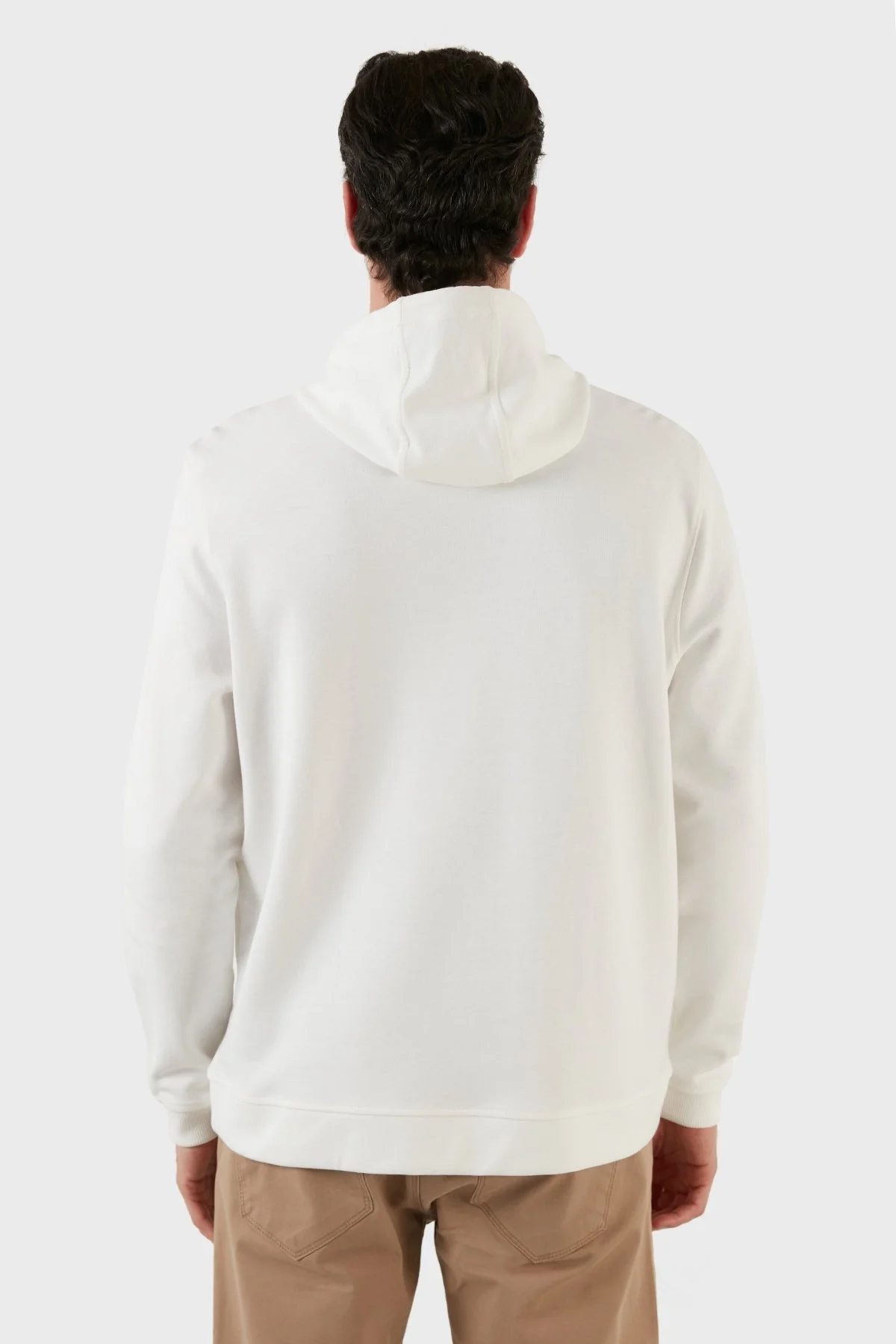 Exxe Pamuklu Kanguru Cepli Kapüşonlu Erkek Sweat 6141006 EKRU - 4