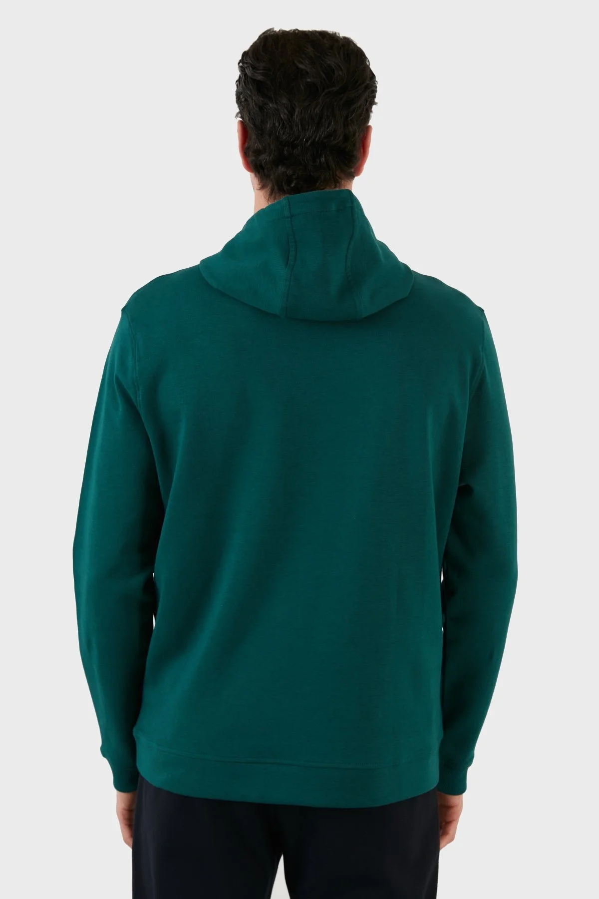 Exxe Pamuklu Kanguru Cepli Kapüşonlu Erkek Sweat 6141006 PETROL - 4