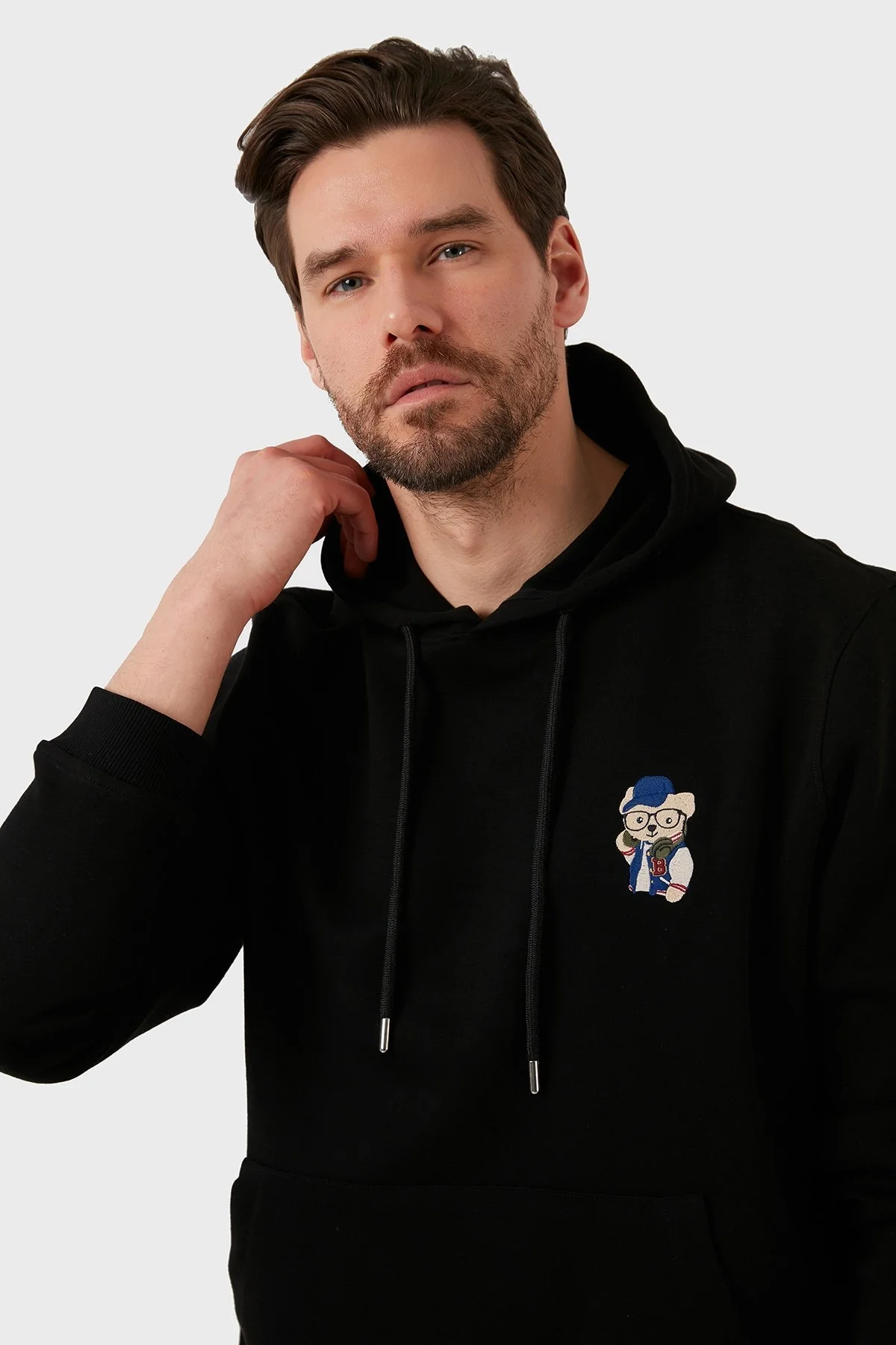 Exxe Pamuklu Kanguru Cepli Kapüşonlu Erkek Sweat 6141006 SİYAH - 2