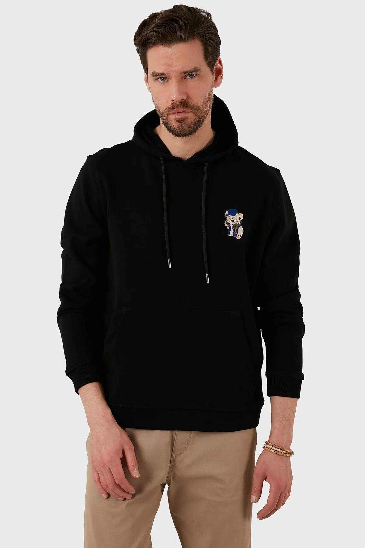 Exxe Pamuklu Kanguru Cepli Kapüşonlu Erkek Sweat 6141006 SİYAH - 3