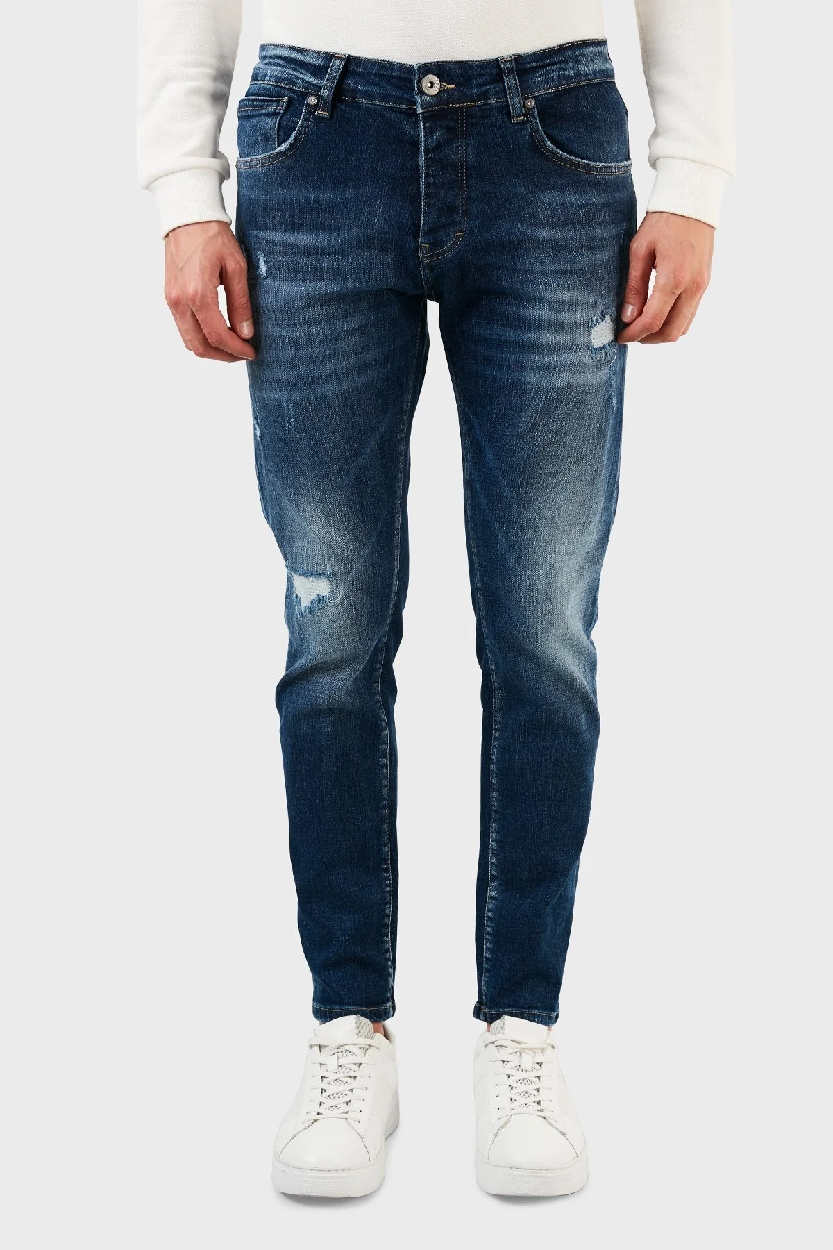 Exxe Pamuklu Normal Bel Dar Paça Slim Fit Jeans Erkek Kot Pantolon EX1003K009BARTEZ LACİVERT - 2