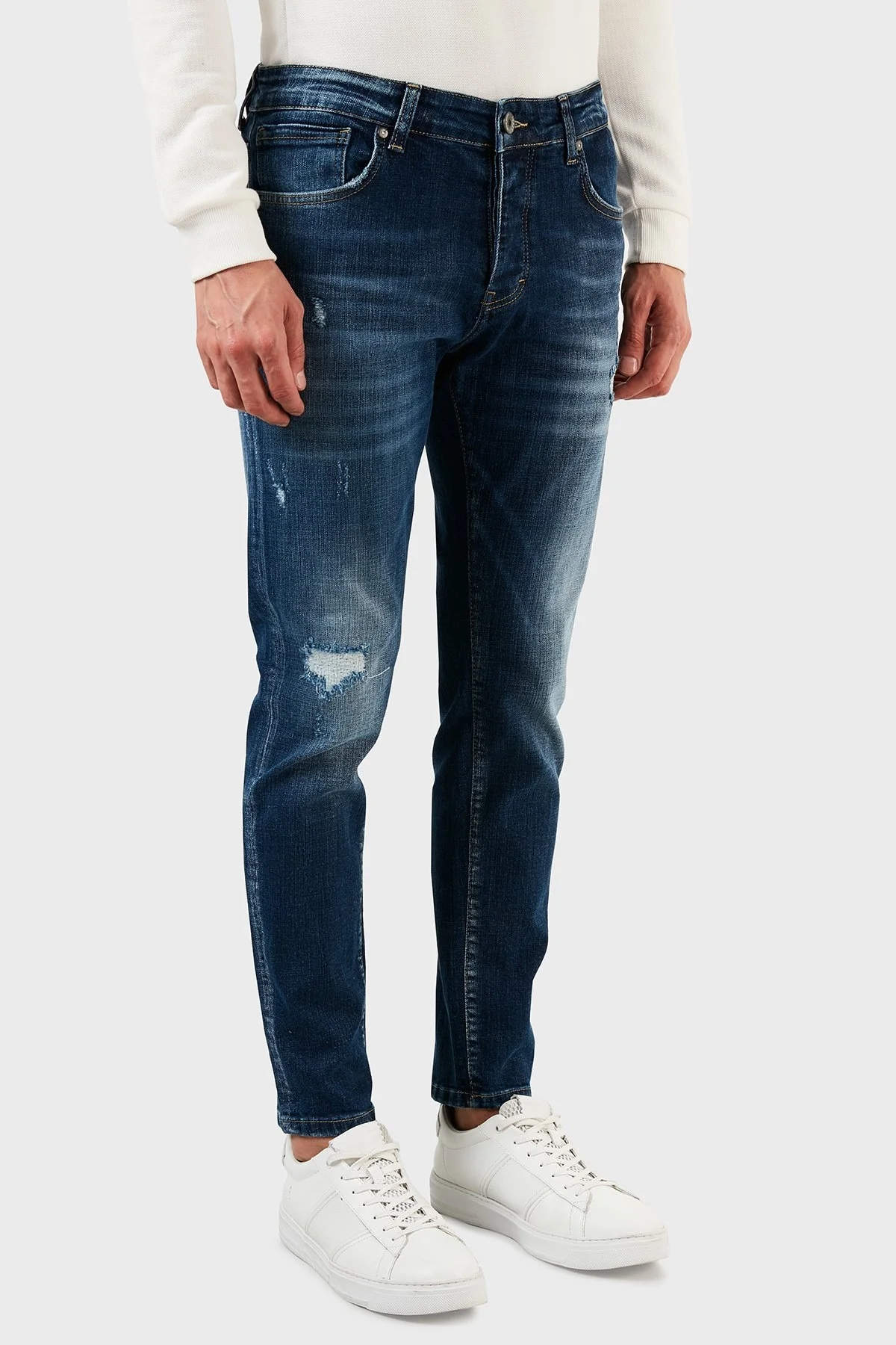 Exxe Pamuklu Normal Bel Dar Paça Slim Fit Jeans Erkek Kot Pantolon EX1003K009BARTEZ LACİVERT - 3