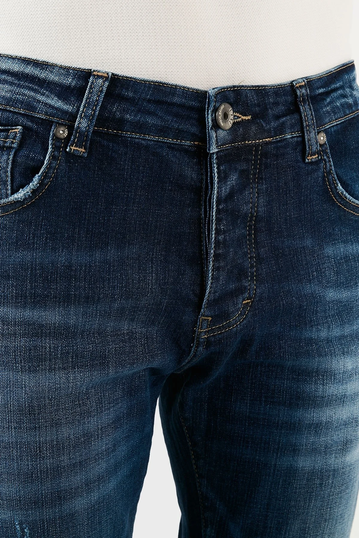Exxe Pamuklu Normal Bel Dar Paça Slim Fit Jeans Erkek Kot Pantolon EX1003K009BARTEZ LACİVERT - 5
