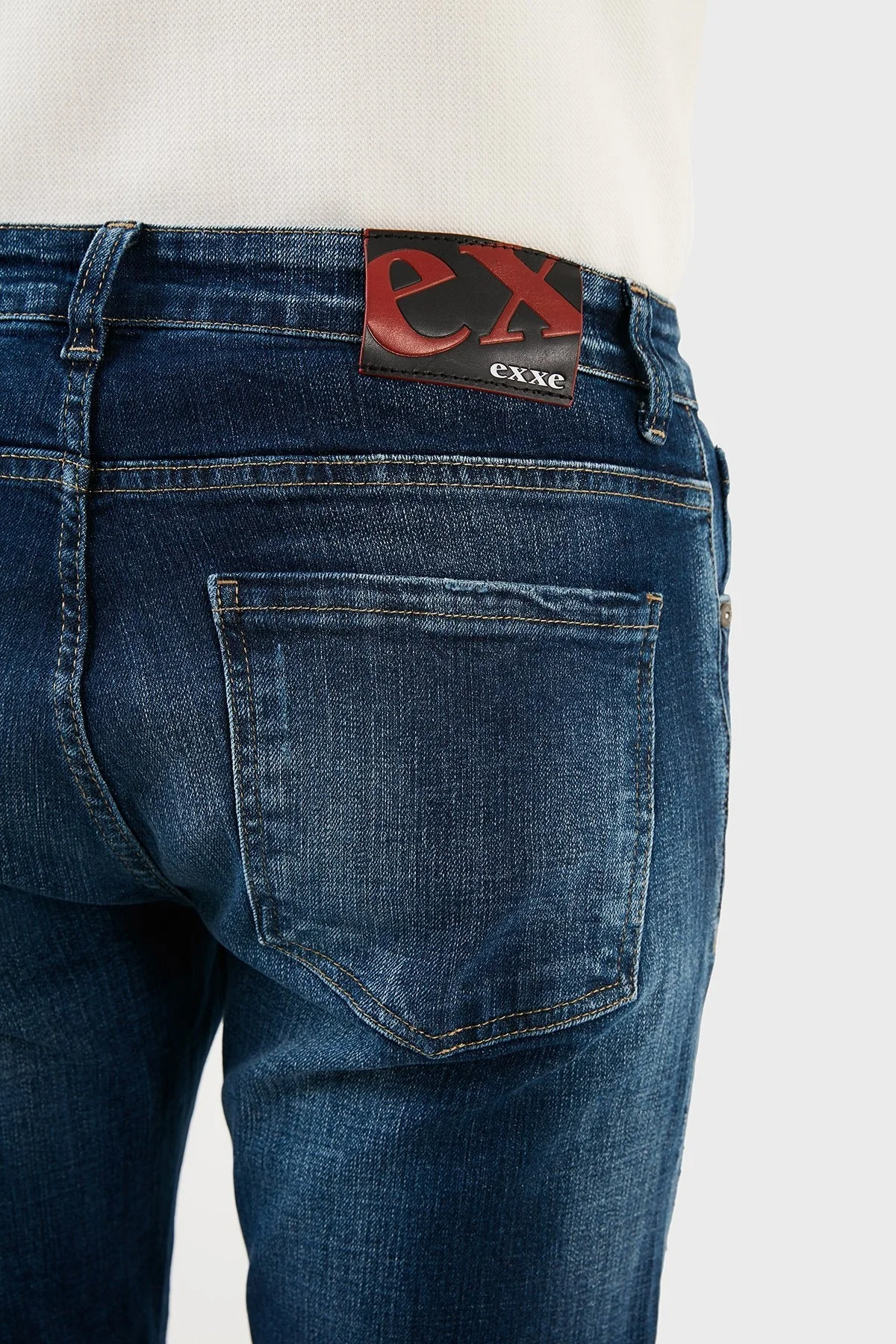 Exxe Pamuklu Normal Bel Dar Paça Slim Fit Jeans Erkek Kot Pantolon EX1003K009BARTEZ LACİVERT - 6