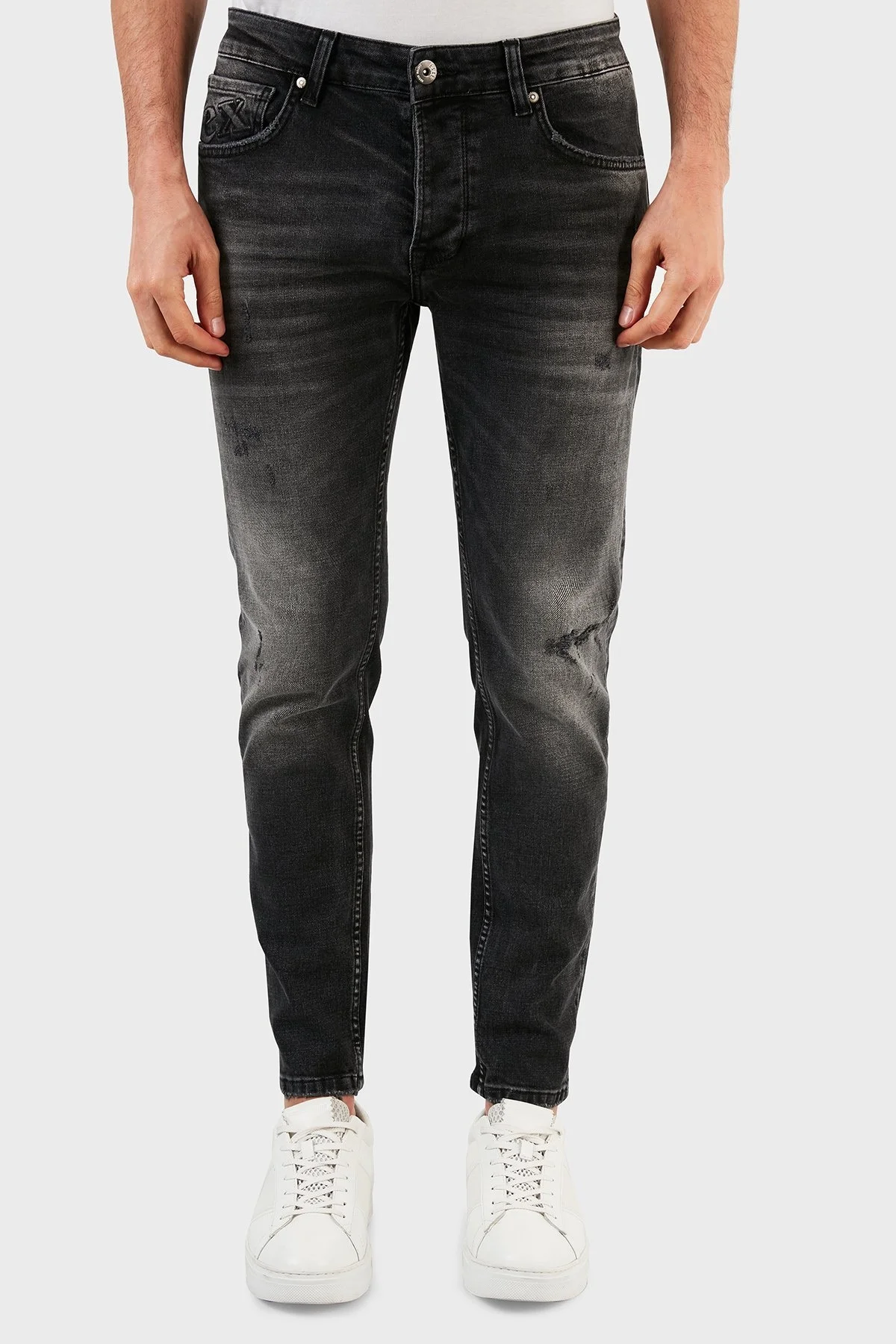 Exxe Pamuklu Normal Bel Dar Paça Slim Fit Jeans Erkek Kot Pantolon EX1004K010BARTEZ SİYAH - 2