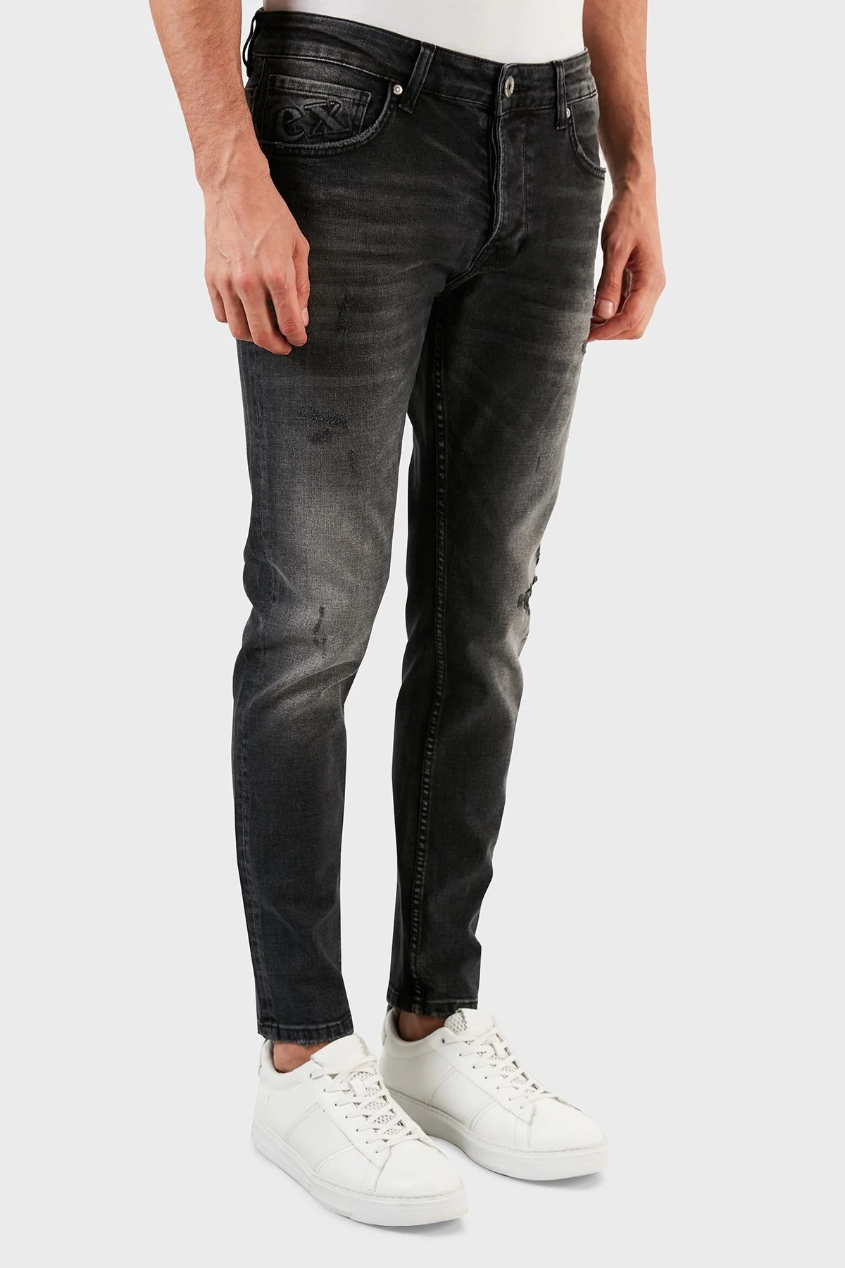 Exxe Pamuklu Normal Bel Dar Paça Slim Fit Jeans Erkek Kot Pantolon EX1004K010BARTEZ SİYAH - 3