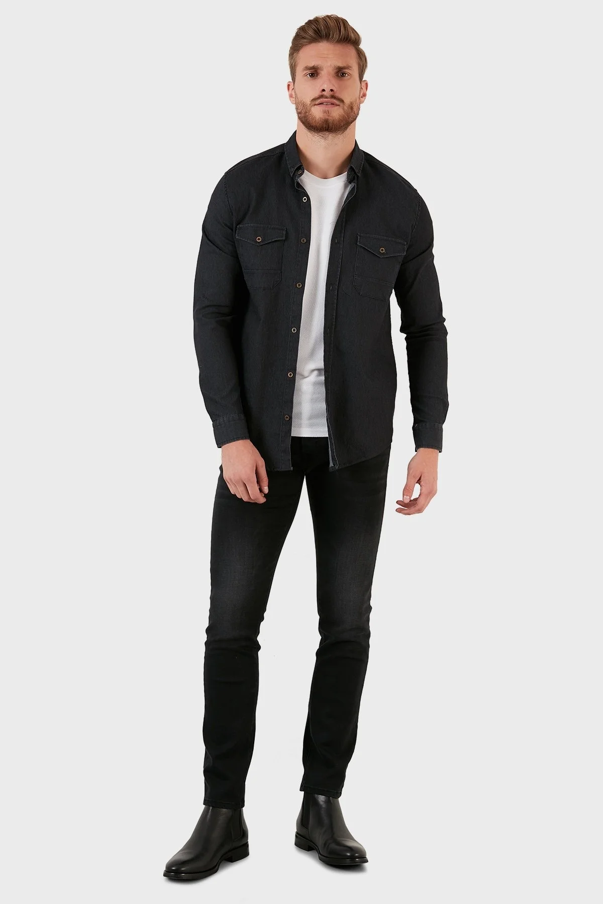 Exxe Pamuklu Normal Bel Slim Fit Jeans Erkek Kot Pantolon 629J018010 ANTRASİT - 1