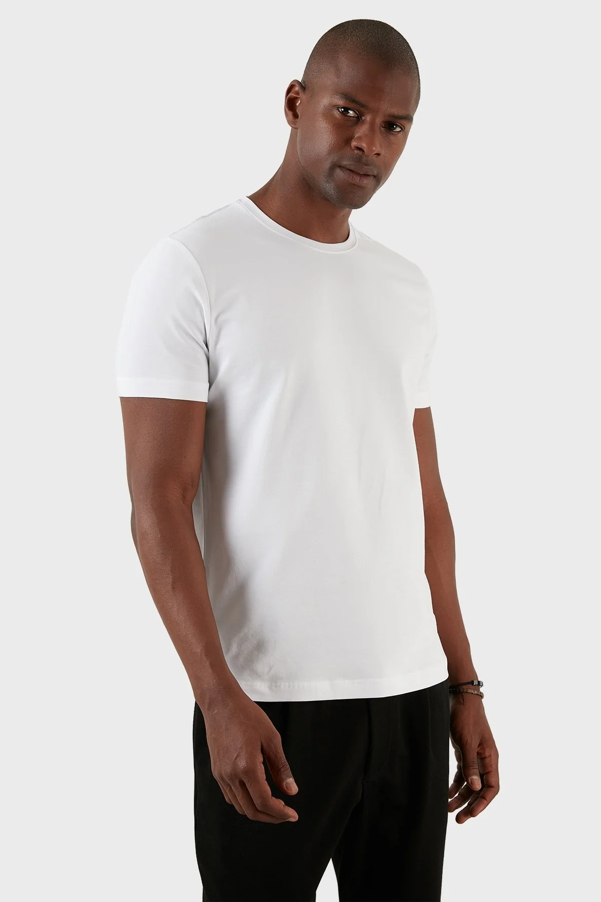 Exxe Pamuklu Regular Fit Bisiklet Yaka Basic Erkek T Shirt EXXEMODJ000B BEYAZ - 2
