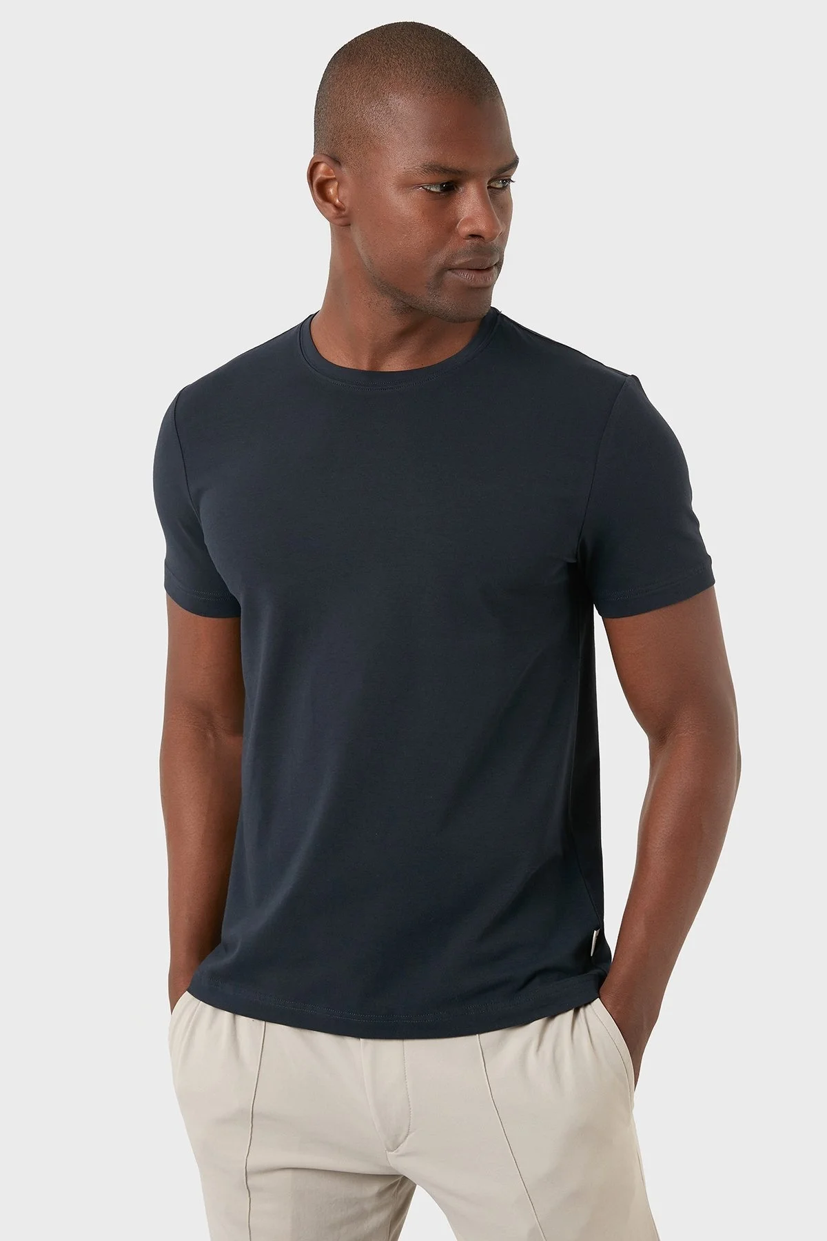 Exxe Pamuklu Regular Fit Bisiklet Yaka Basic Erkek T Shirt EXXEMODJ000B LACİVERT - 1