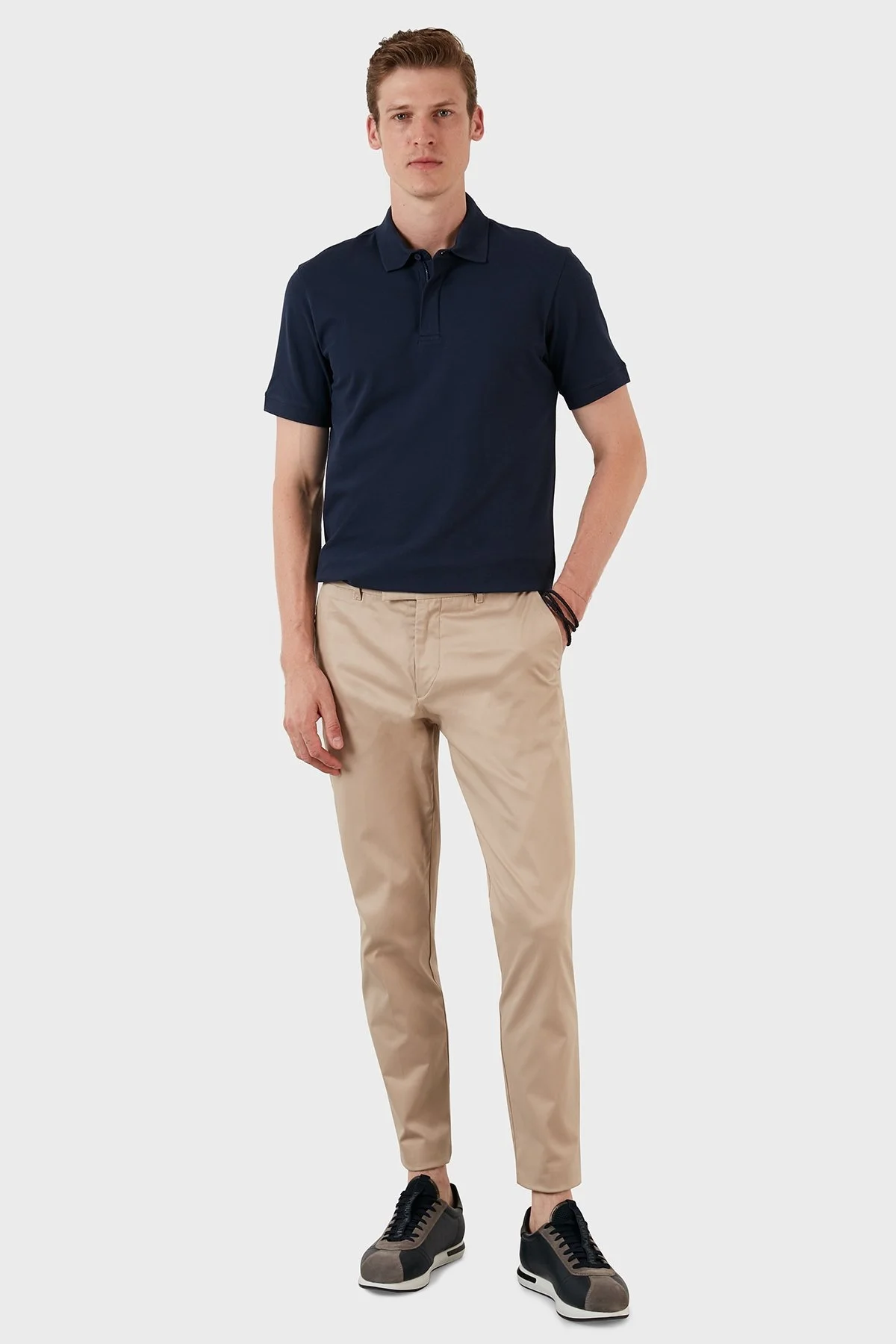 Exxe Pamuklu Regular Fit Düğme ve Fermuarlı T Shirt Erkek Polo EX601 İNDİGO - 4