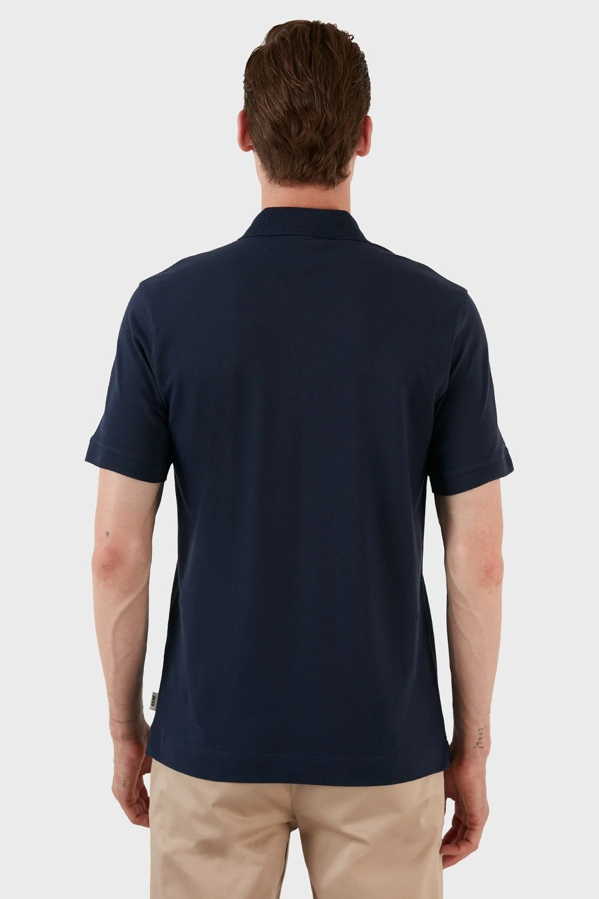 Exxe Pamuklu Regular Fit Düğme ve Fermuarlı T Shirt Erkek Polo EX601 İNDİGO - 7