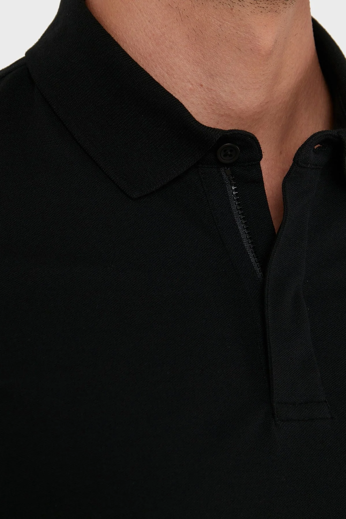 Exxe Pamuklu Regular Fit Düğme ve Fermuarlı T Shirt Erkek Polo EX601 SİYAH - 5