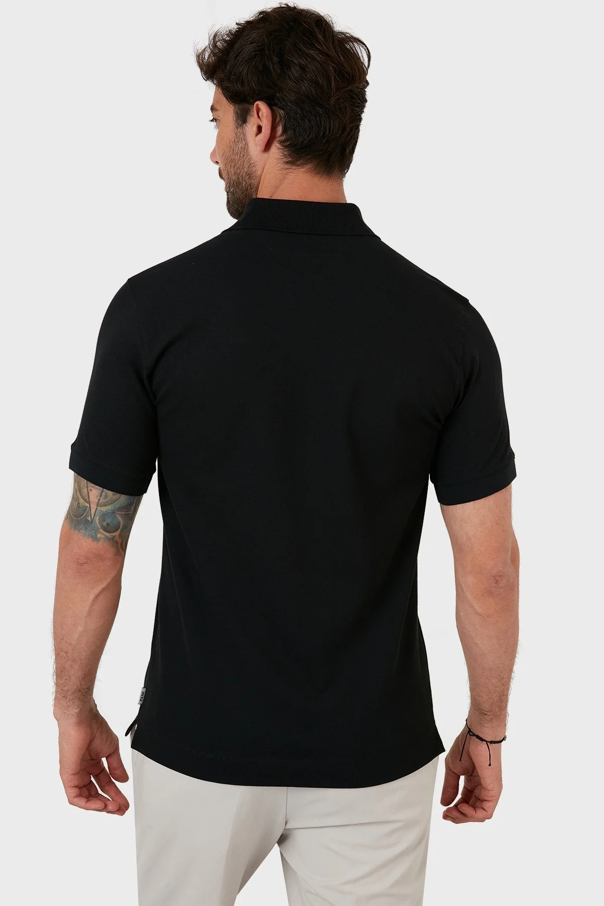 Exxe Pamuklu Regular Fit Düğme ve Fermuarlı T Shirt Erkek Polo EX601 SİYAH - 6
