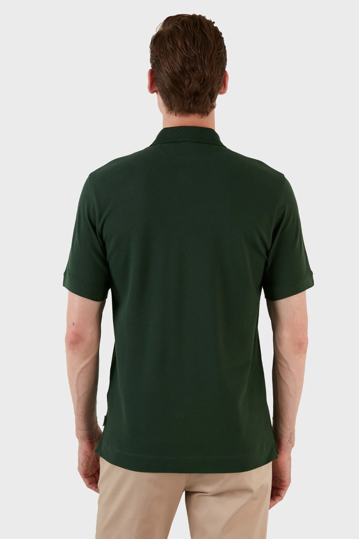 Exxe Pamuklu Regular Fit Düğme ve Fermuarlı T Shirt Erkek Polo EX601 YEŞİL - 5