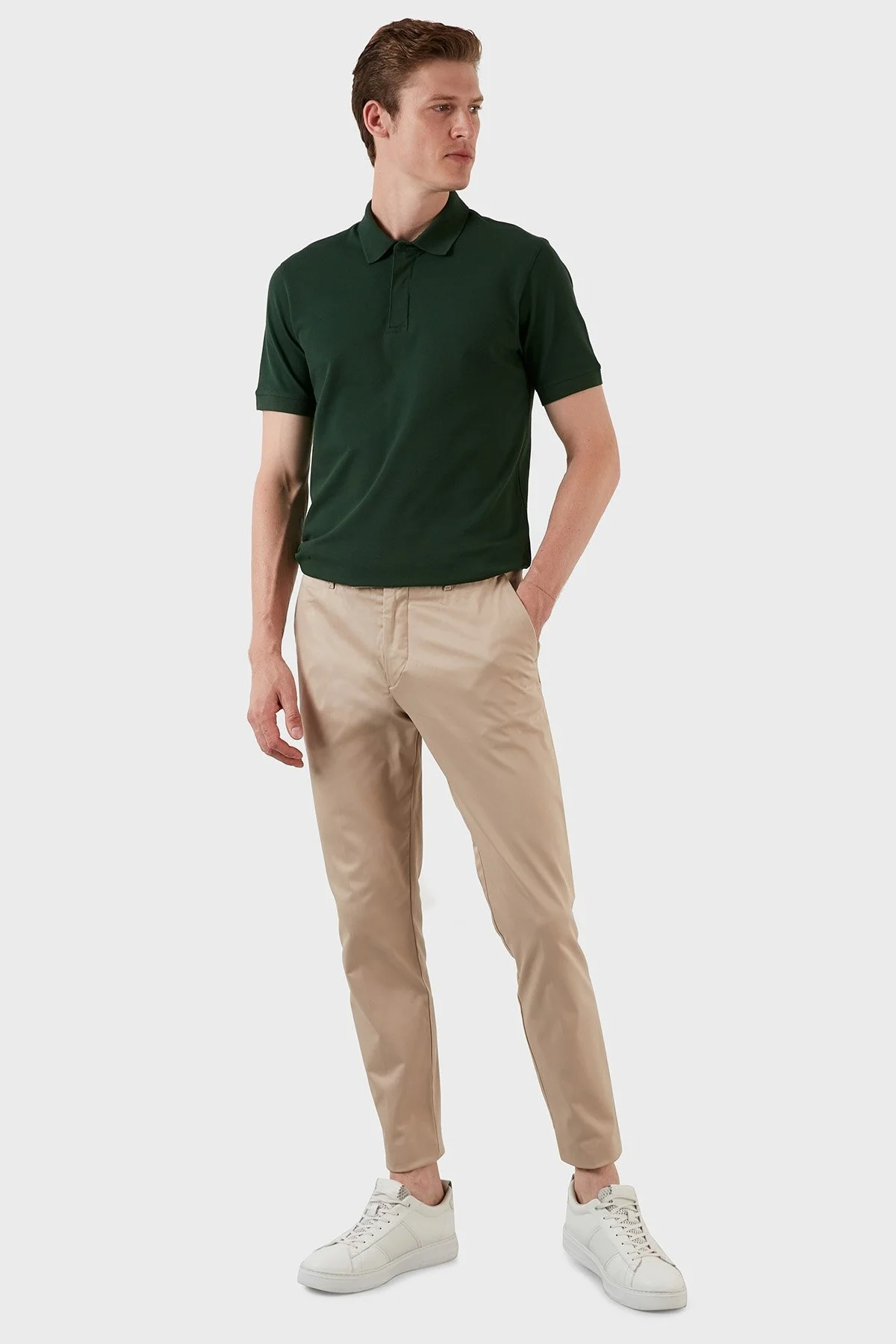 Exxe Pamuklu Regular Fit Düğme ve Fermuarlı T Shirt Erkek Polo EX601 YEŞİL - 6