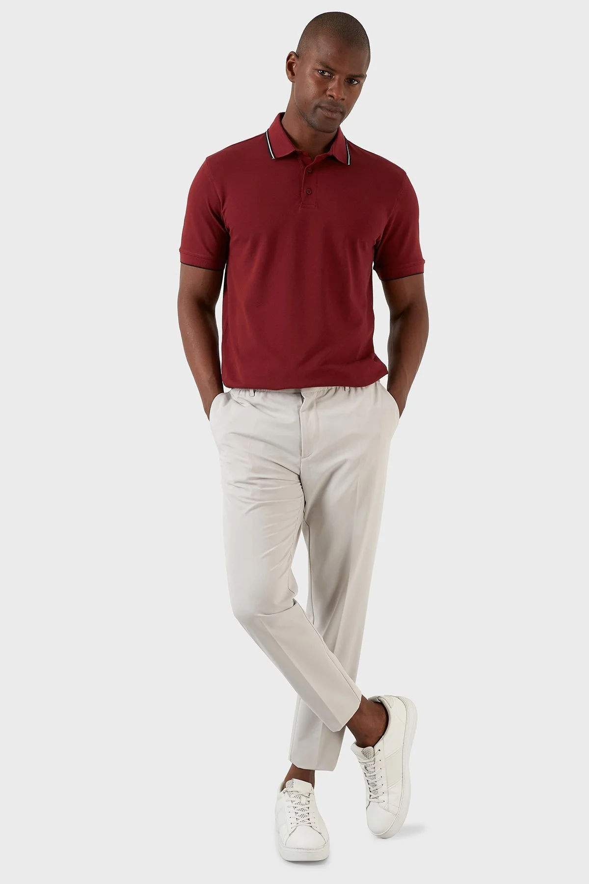 Exxe Pamuklu Regular Fit Düğmeli T Shirt Erkek Polo EX661 BORDO - 3
