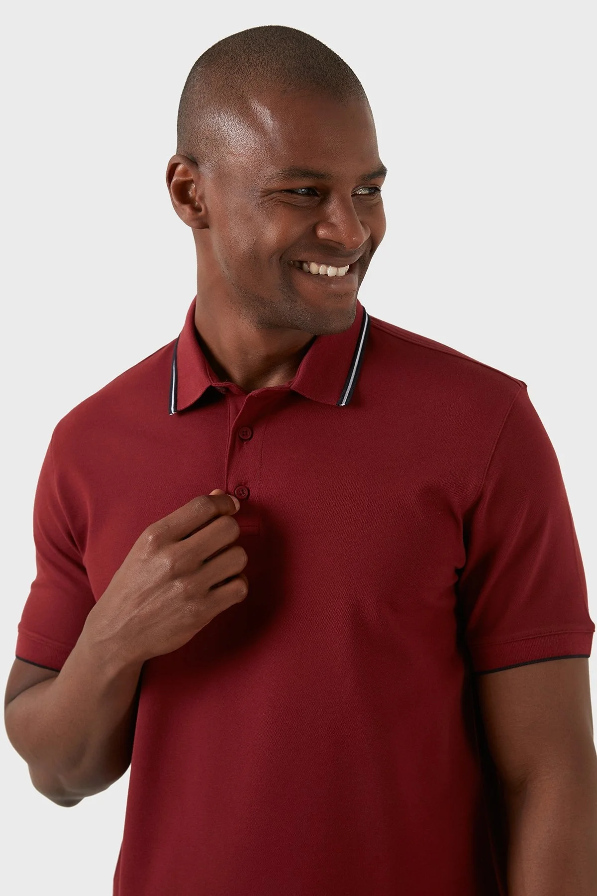 Exxe Pamuklu Regular Fit Düğmeli T Shirt Erkek Polo EX661 BORDO - 4