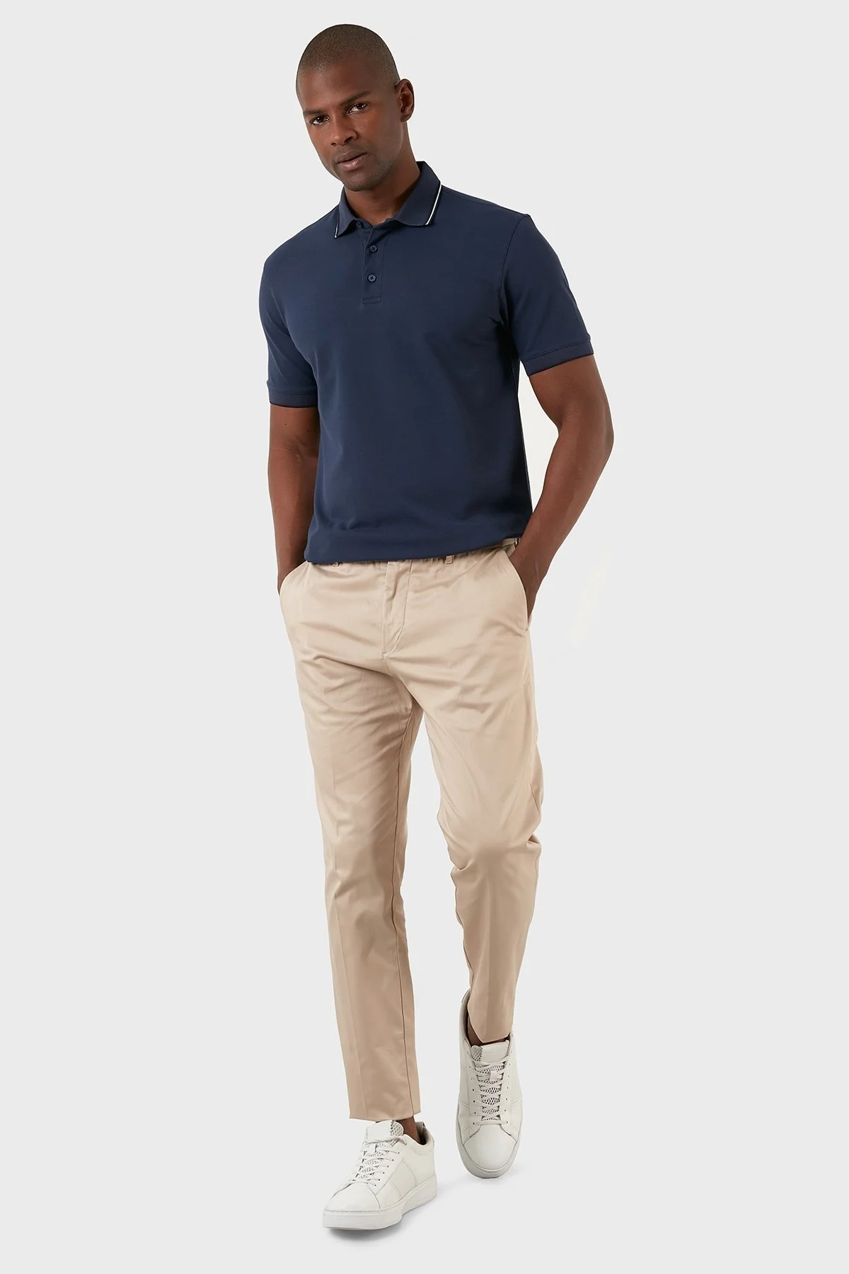 Exxe Pamuklu Regular Fit Düğmeli T Shirt Erkek Polo EX661 İNDİGO - 4