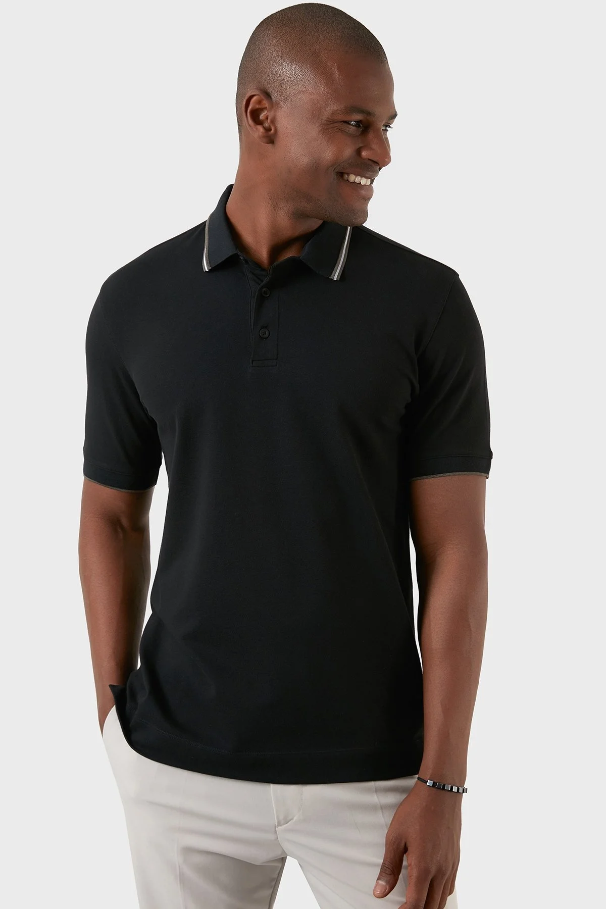 Exxe Pamuklu Regular Fit Düğmeli T Shirt Erkek Polo EX661 SİYAH - 4