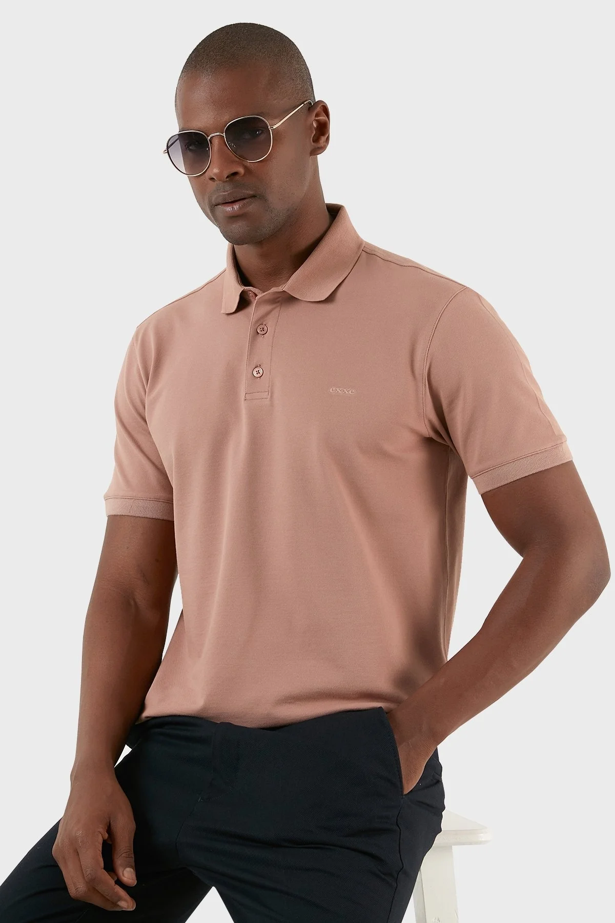 Exxe Pamuklu Regular Fit Düğmeli T Shirt Erkek Polo EX661D GÜL - 7