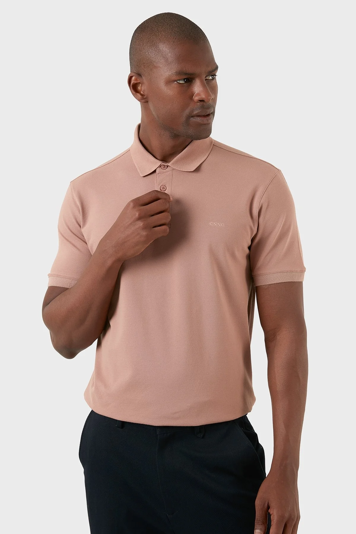 Exxe Pamuklu Regular Fit Düğmeli T Shirt Erkek Polo EX661D GÜL - 11