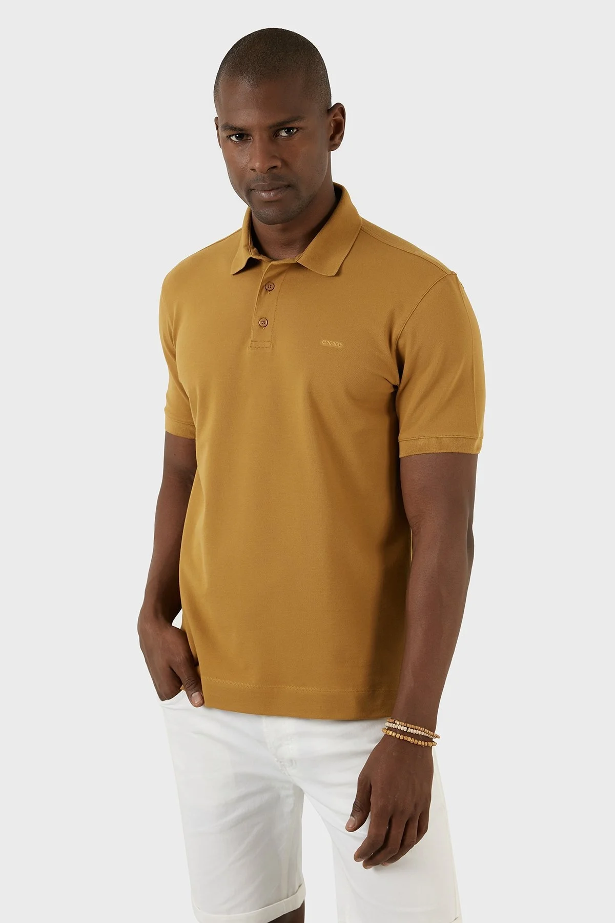 Exxe Pamuklu Regular Fit Düğmeli T Shirt Erkek Polo EX661D SAFRAN - 1