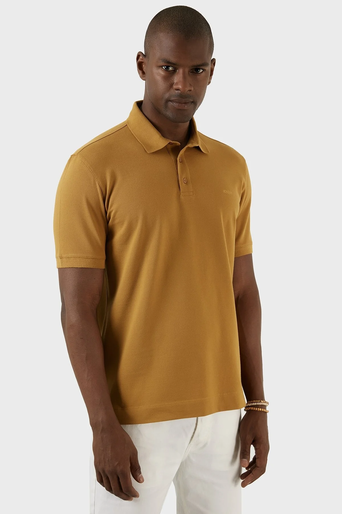 Exxe Pamuklu Regular Fit Düğmeli T Shirt Erkek Polo EX661D SAFRAN - 3