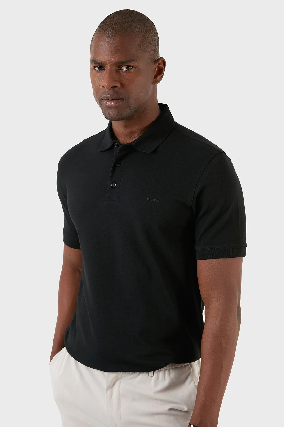 Exxe Pamuklu Regular Fit Düğmeli T Shirt Erkek Polo EX661D SİYAH - 2