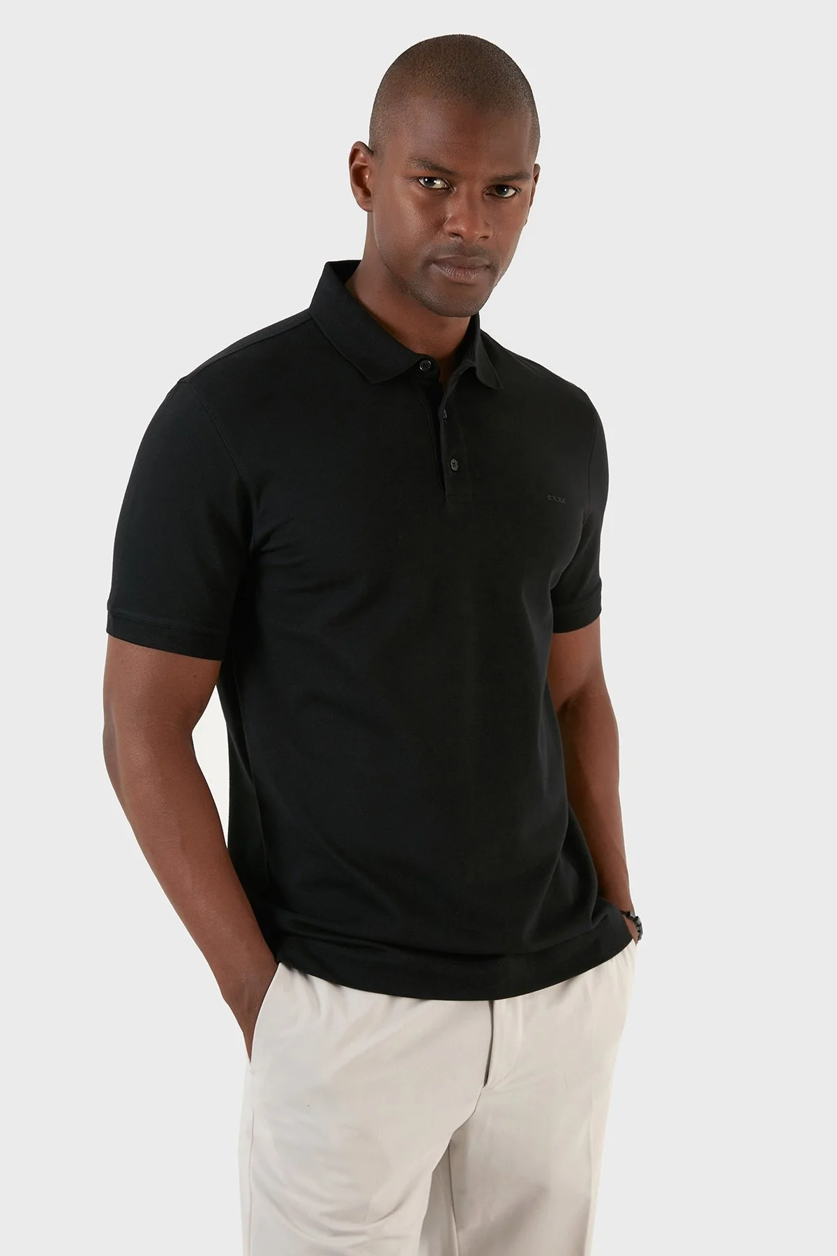 Exxe Pamuklu Regular Fit Düğmeli T Shirt Erkek Polo EX661D SİYAH - 4