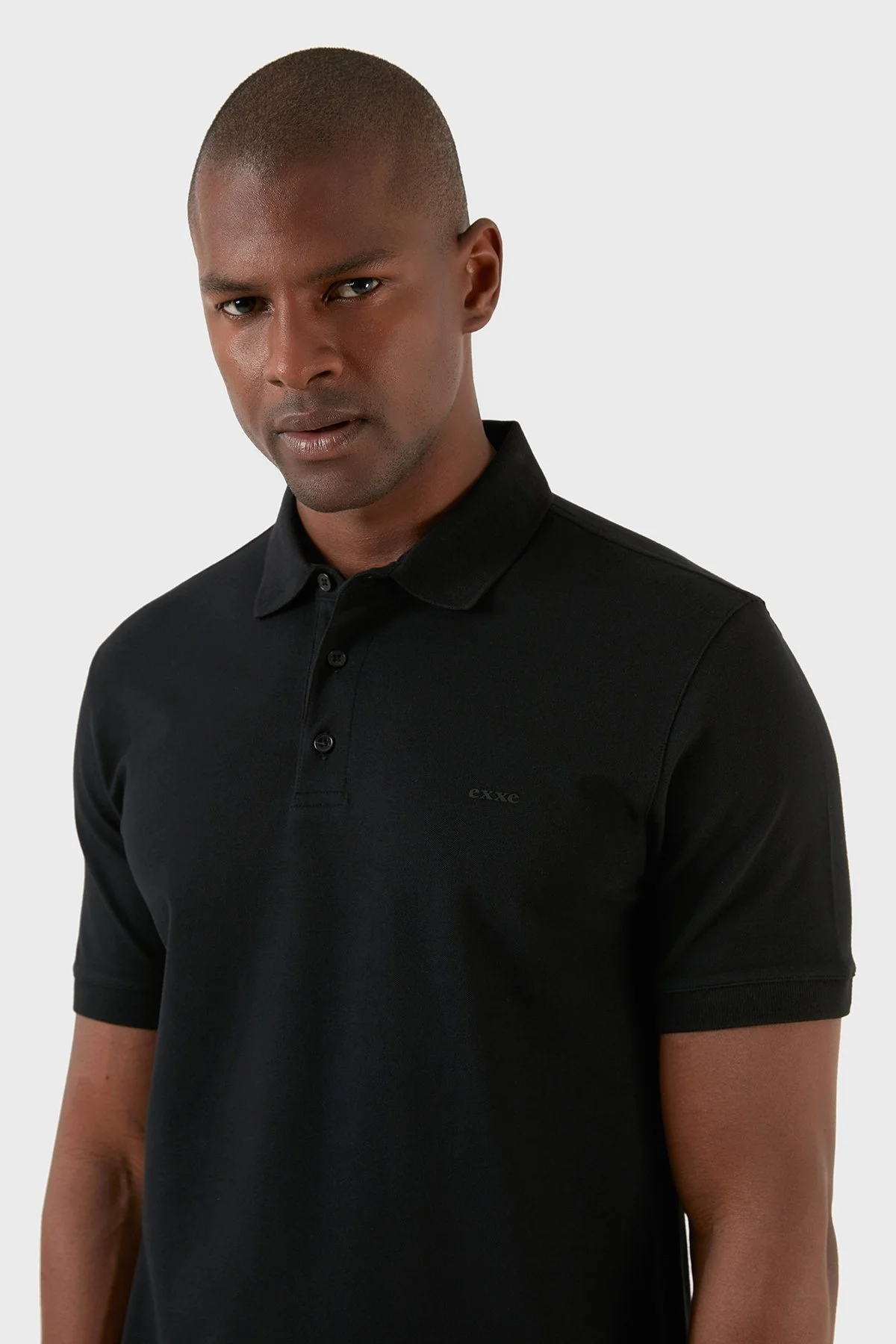 Exxe Pamuklu Regular Fit Düğmeli T Shirt Erkek Polo EX661D SİYAH - 5