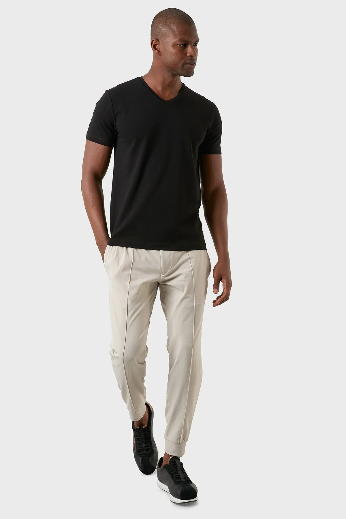 Exxe Pamuklu Regular Fit V Yaka Basic Erkek T Shirt EXXEMODJ000V SİYAH - 3