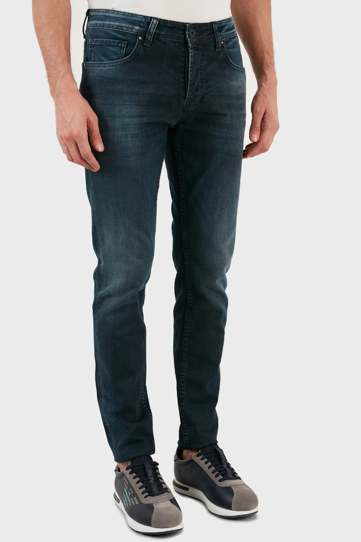 Exxe Pamuklu Skinny Fit Dar Paça Jeans Erkek Kot Pantolon EX1002K006BARTEZ KOYU MAVİ - 4