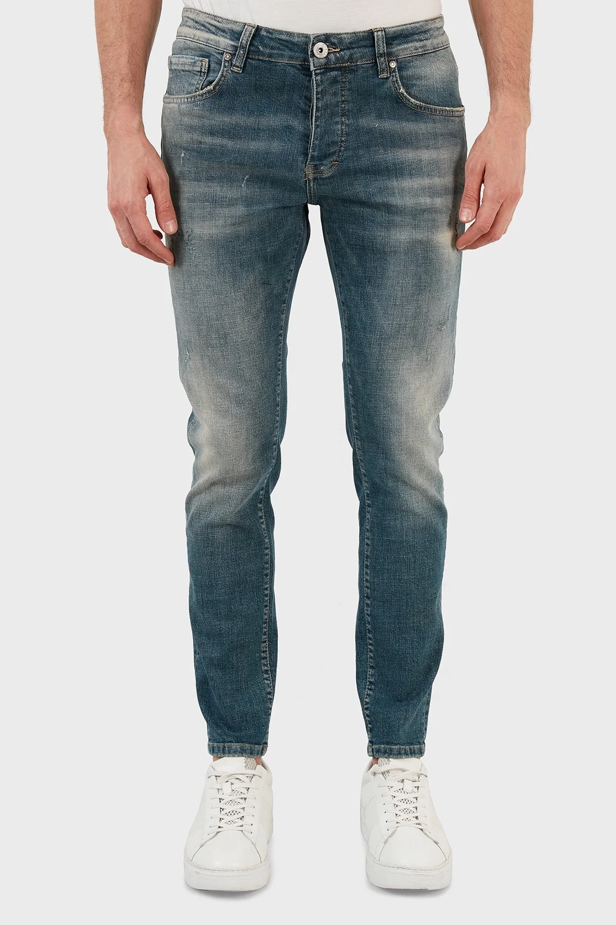 Exxe Pamuklu Skinny Fit Dar Paça Jeans Erkek Kot Pantolon EX1003K008BARTEZ YEŞİL - 2