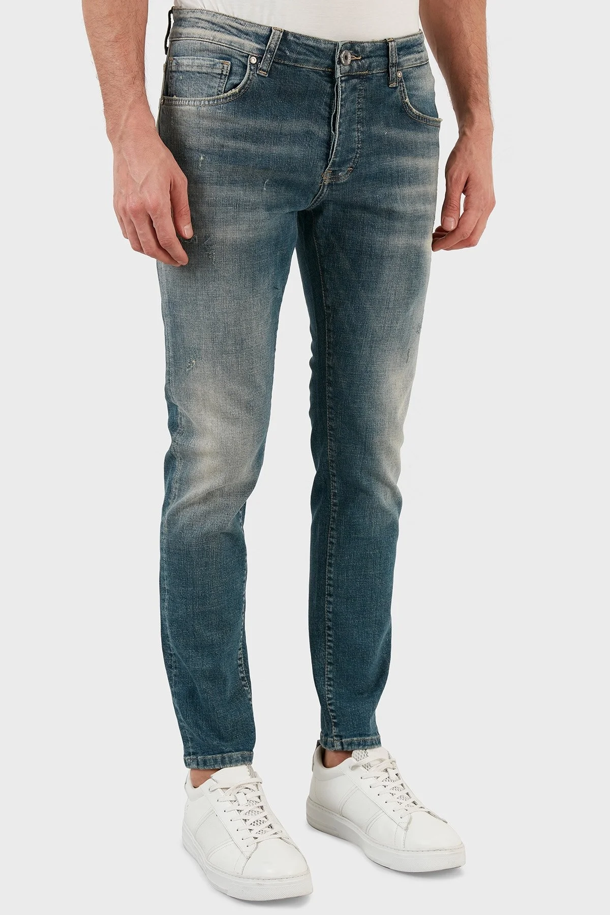 Exxe Pamuklu Skinny Fit Dar Paça Jeans Erkek Kot Pantolon EX1003K008BARTEZ YEŞİL - 4