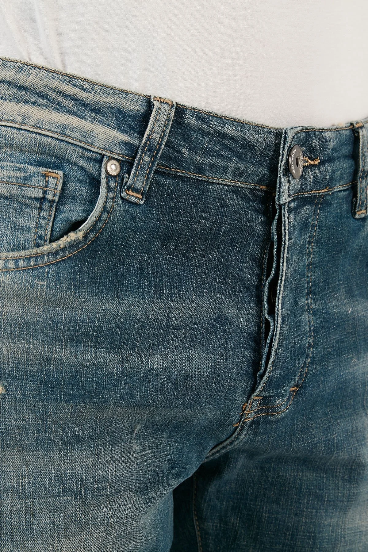 Exxe Pamuklu Skinny Fit Dar Paça Jeans Erkek Kot Pantolon EX1003K008BARTEZ YEŞİL - 6