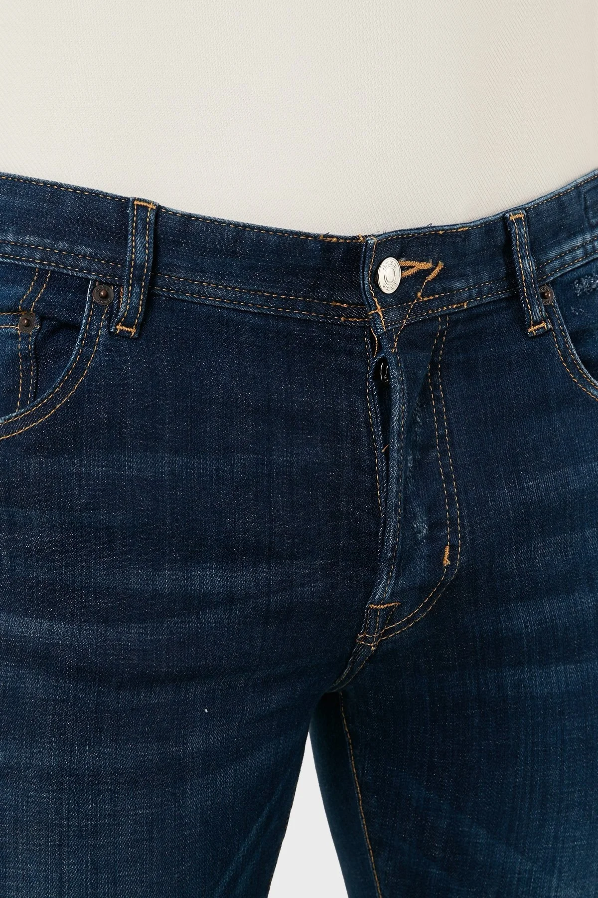 Exxe Pamuklu Yırtık Detaylı Normal Bel Skinny Fit Jeans Erkek Kot Pantolon 629DSK003 MAVİ - 5